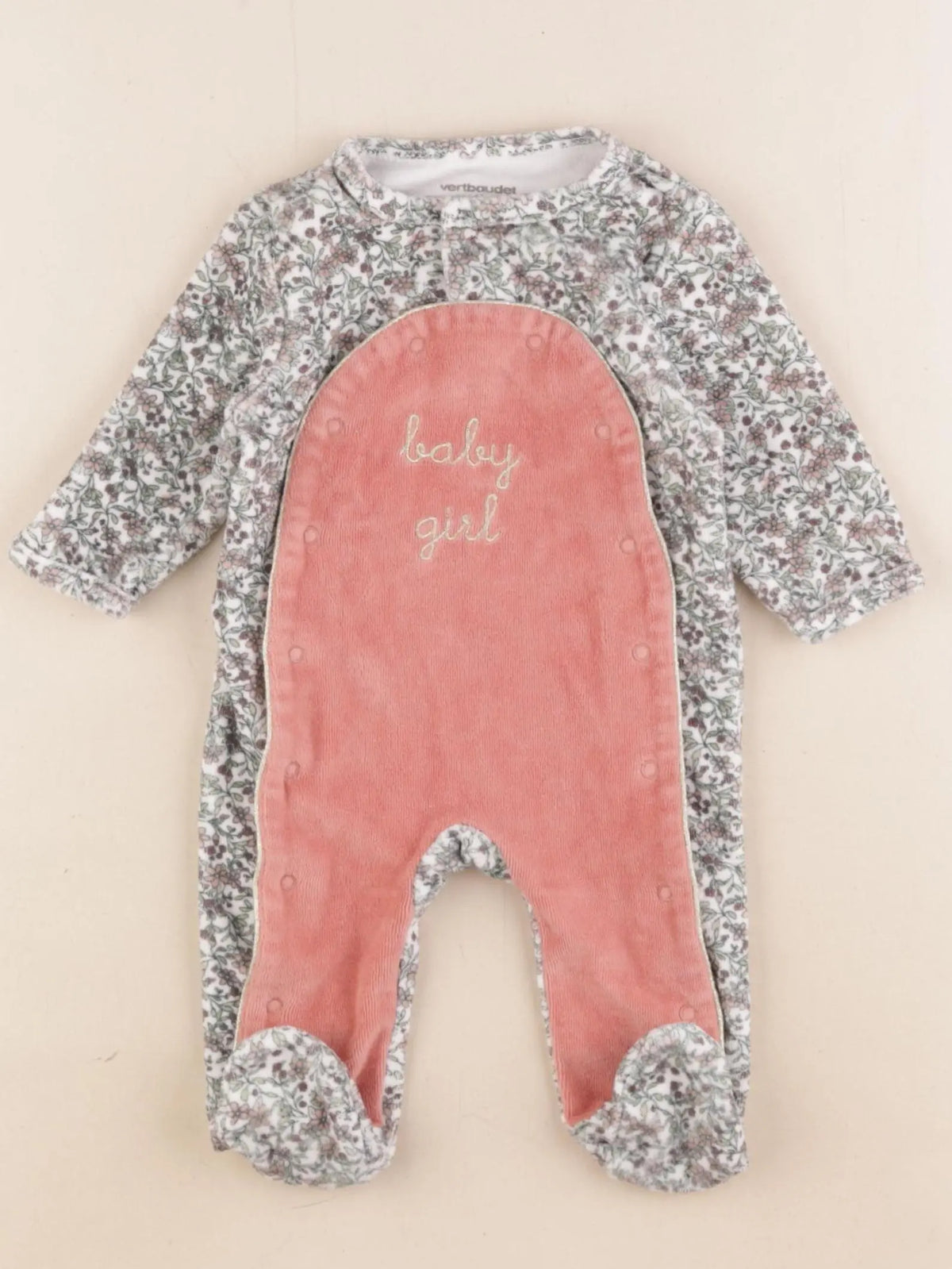 Vertbaudet - pyjama velours multicolore - 3 mois