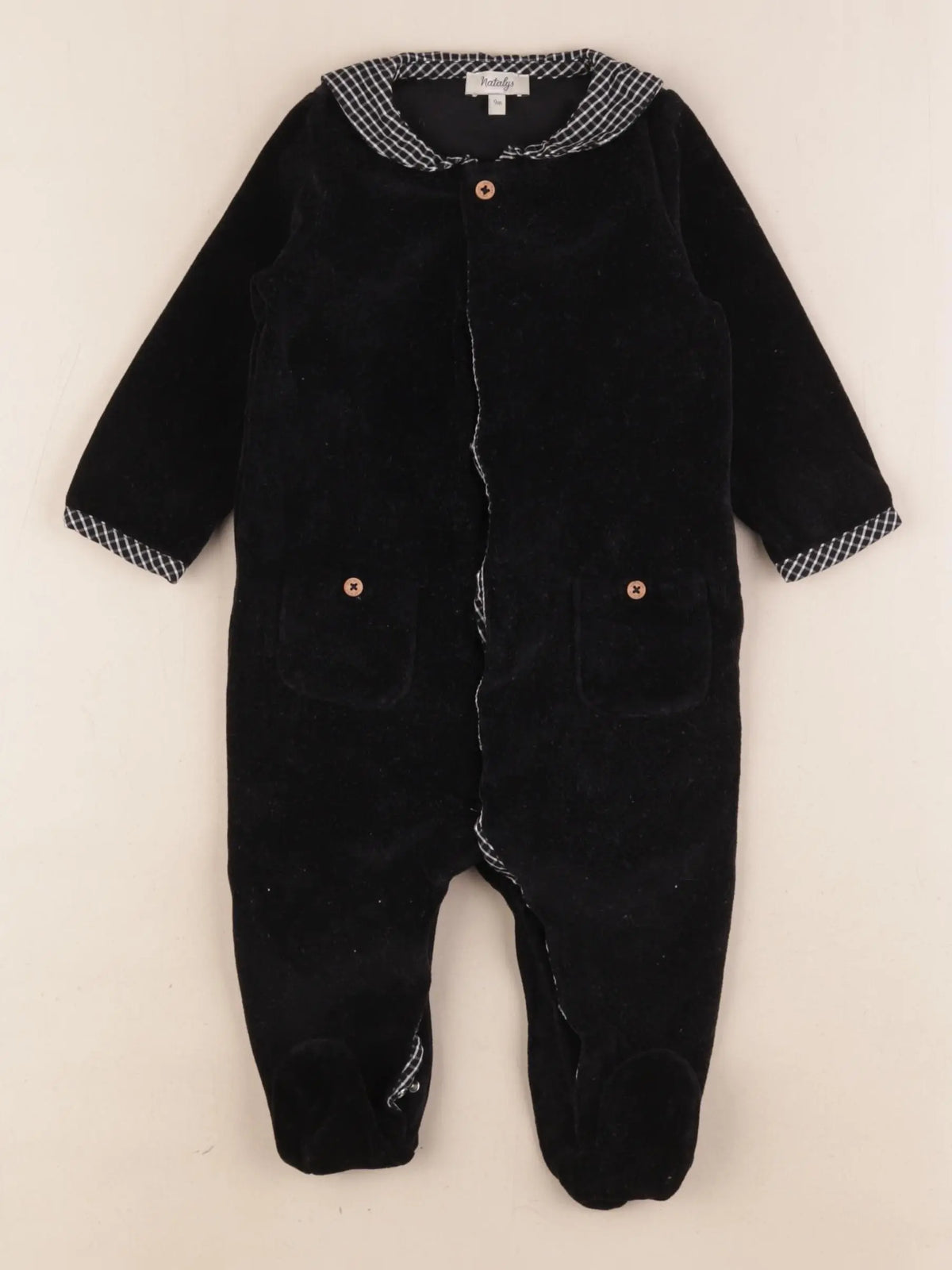 Natalys - pyjama velours noir - 9 mois