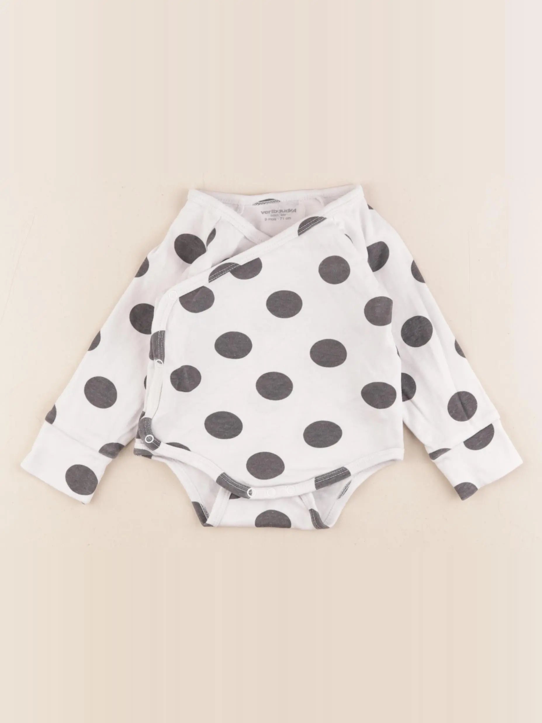 Vertbaudet - body blanc, noir - 9 mois