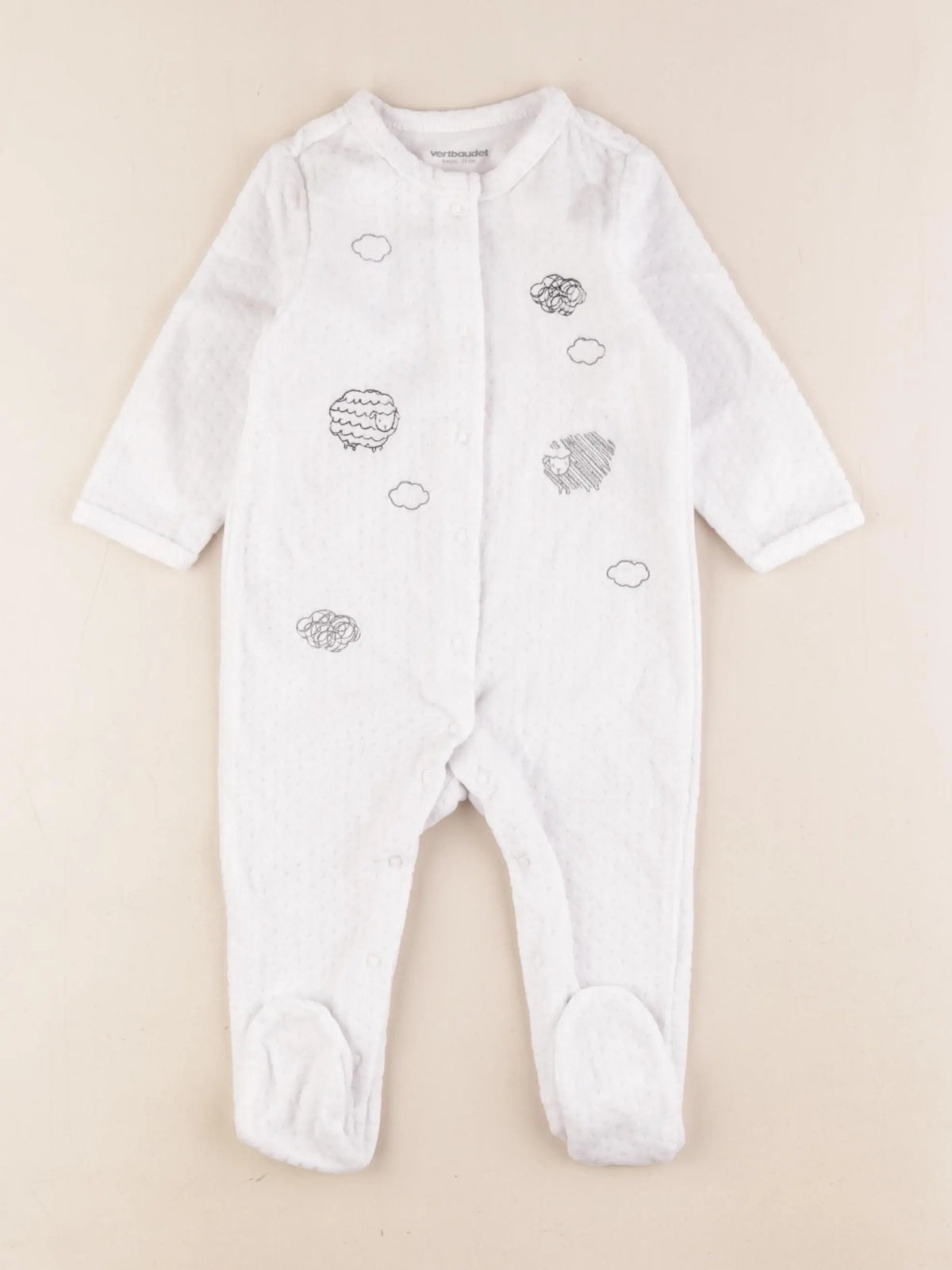 Vertbaudet - pyjama velours blanc - 9 mois