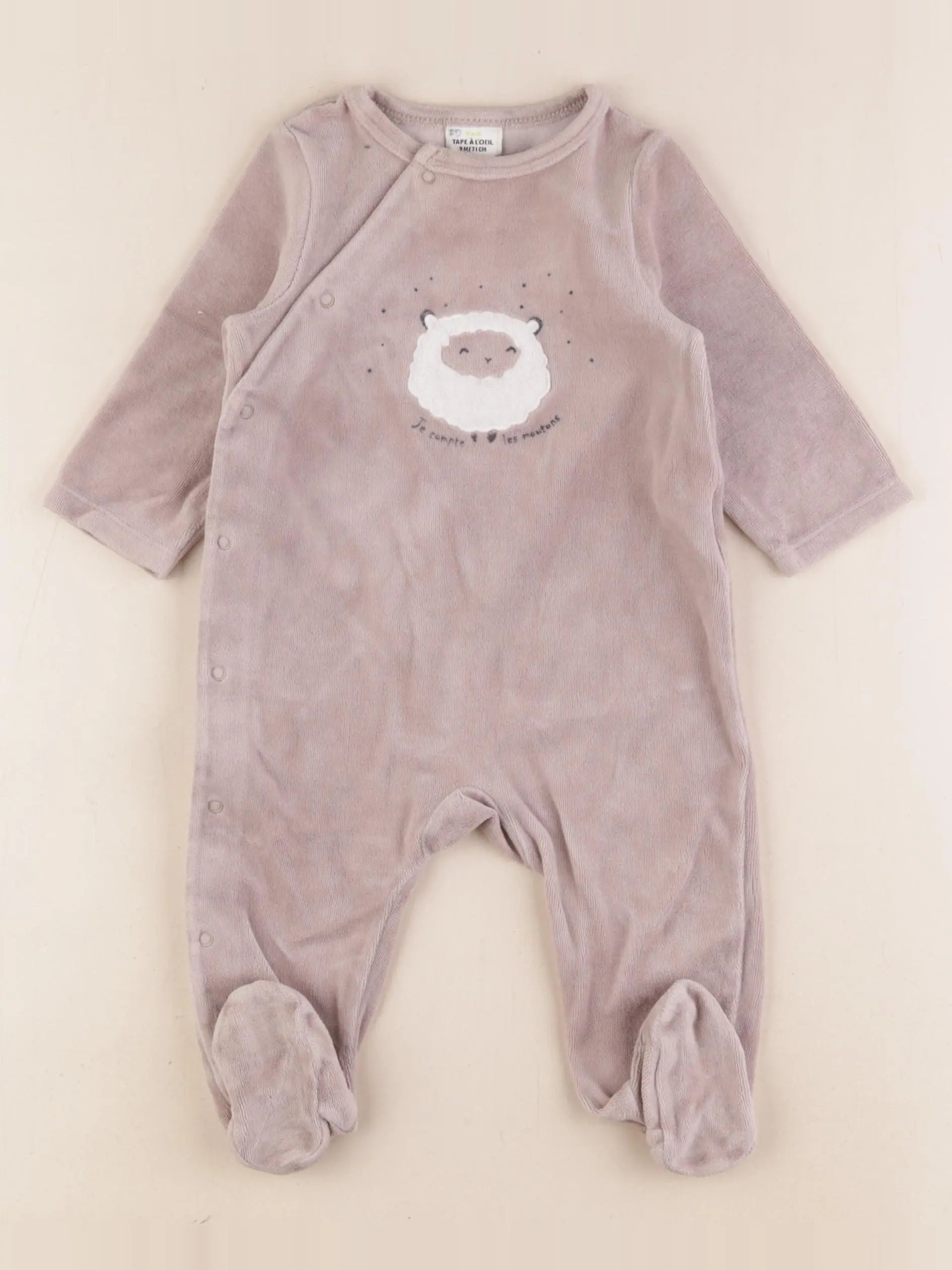 Tape à l'oeil - pyjama velours marron - 9 mois