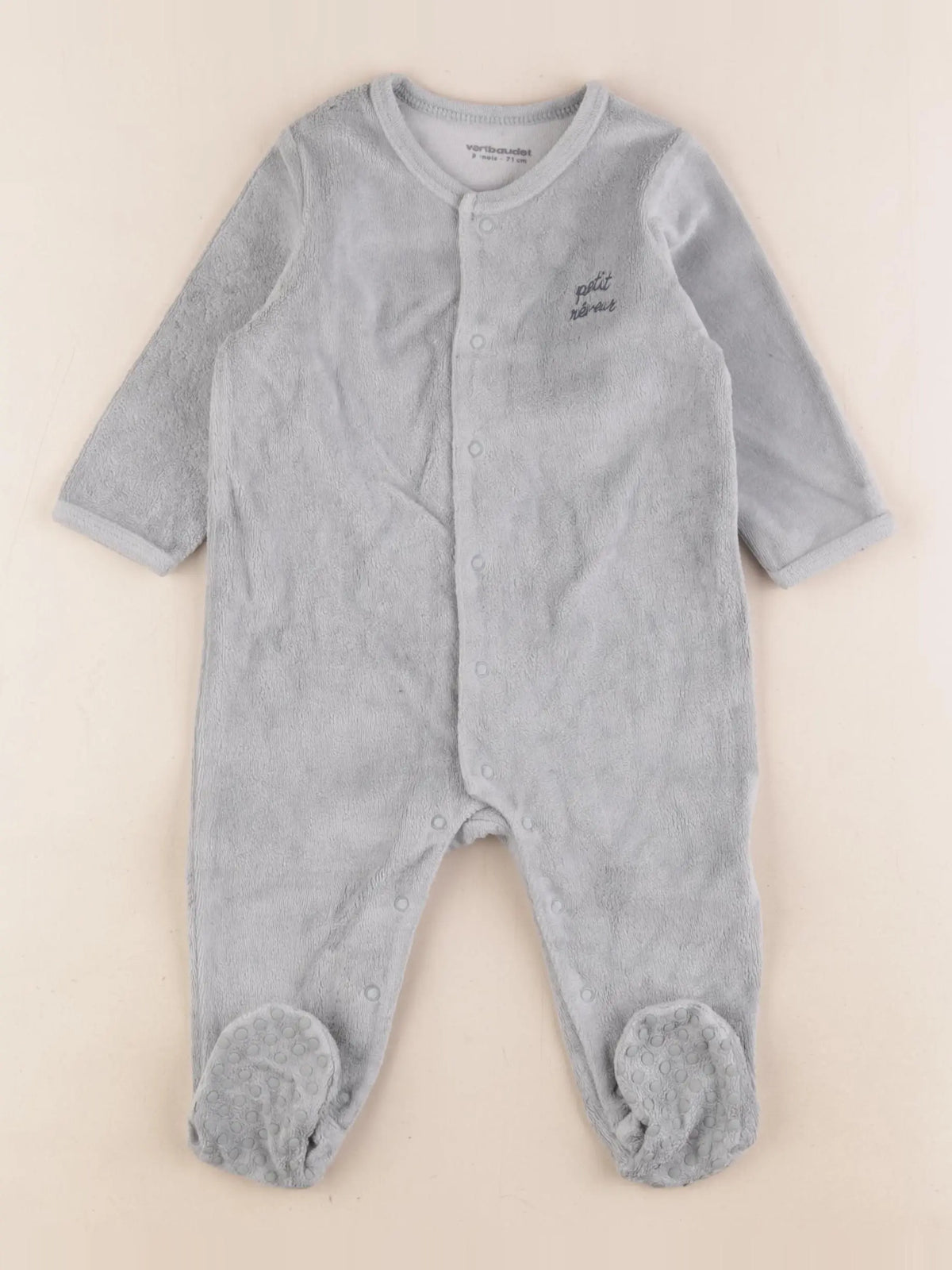 Vertbaudet - pyjama velours vert - 9 mois