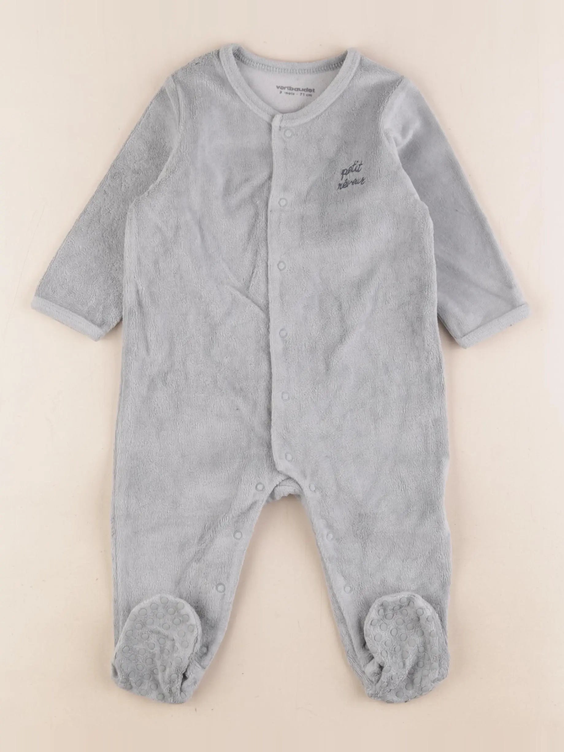 Vertbaudet - pyjama velours vert - 9 mois