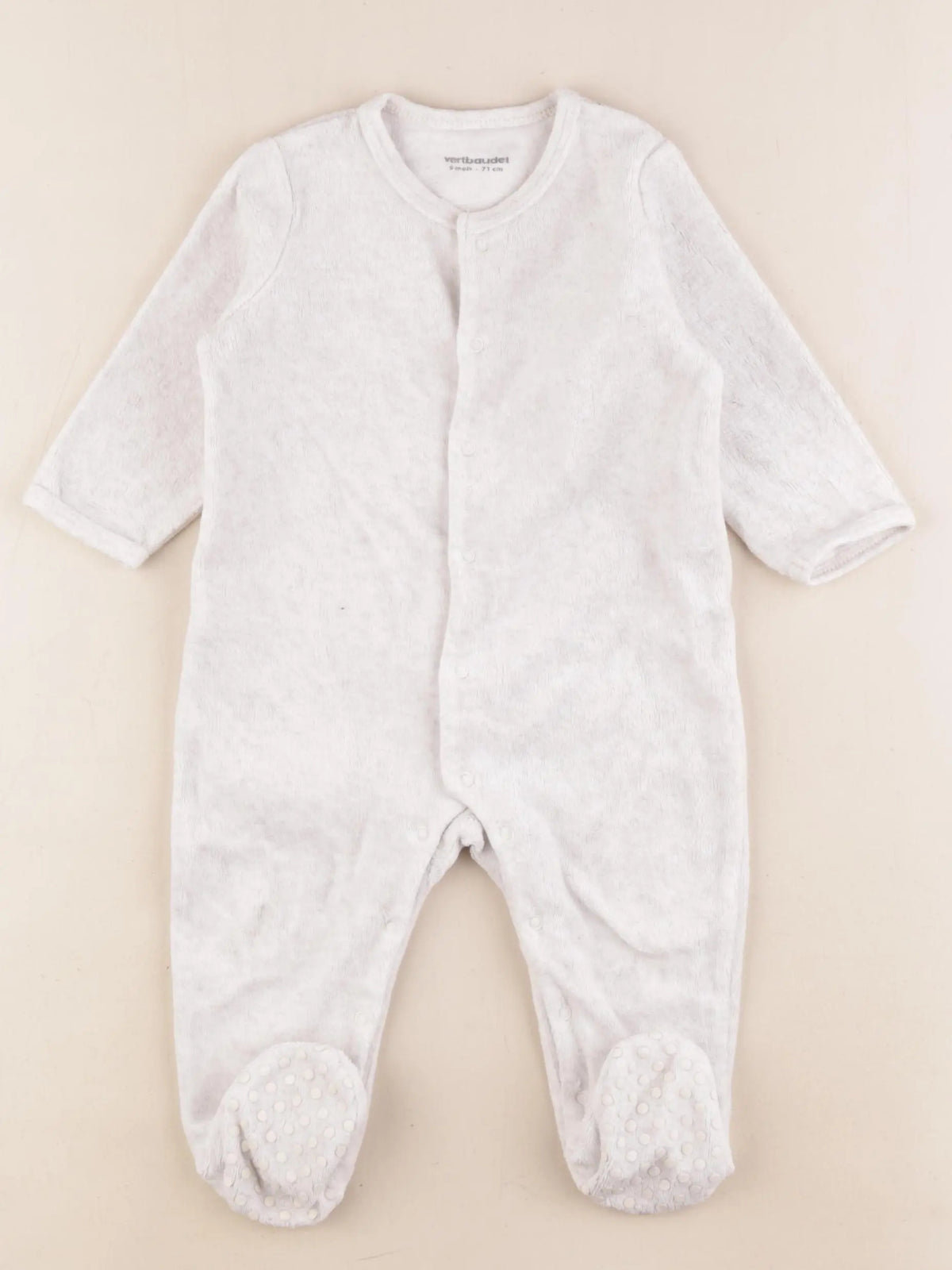 Vertbaudet - pyjama velours beige - 9 mois