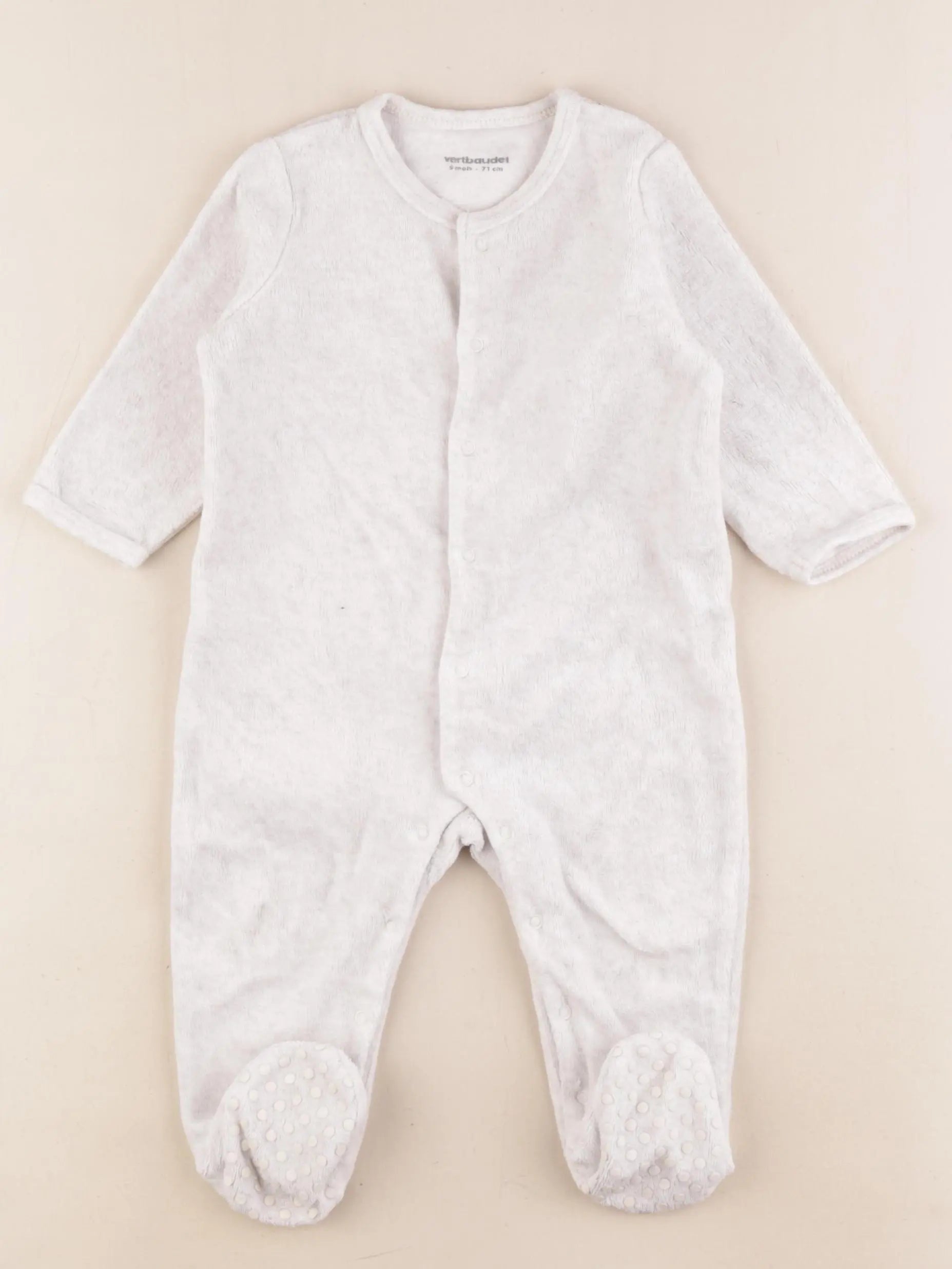 Vertbaudet - pyjama velours beige - 9 mois