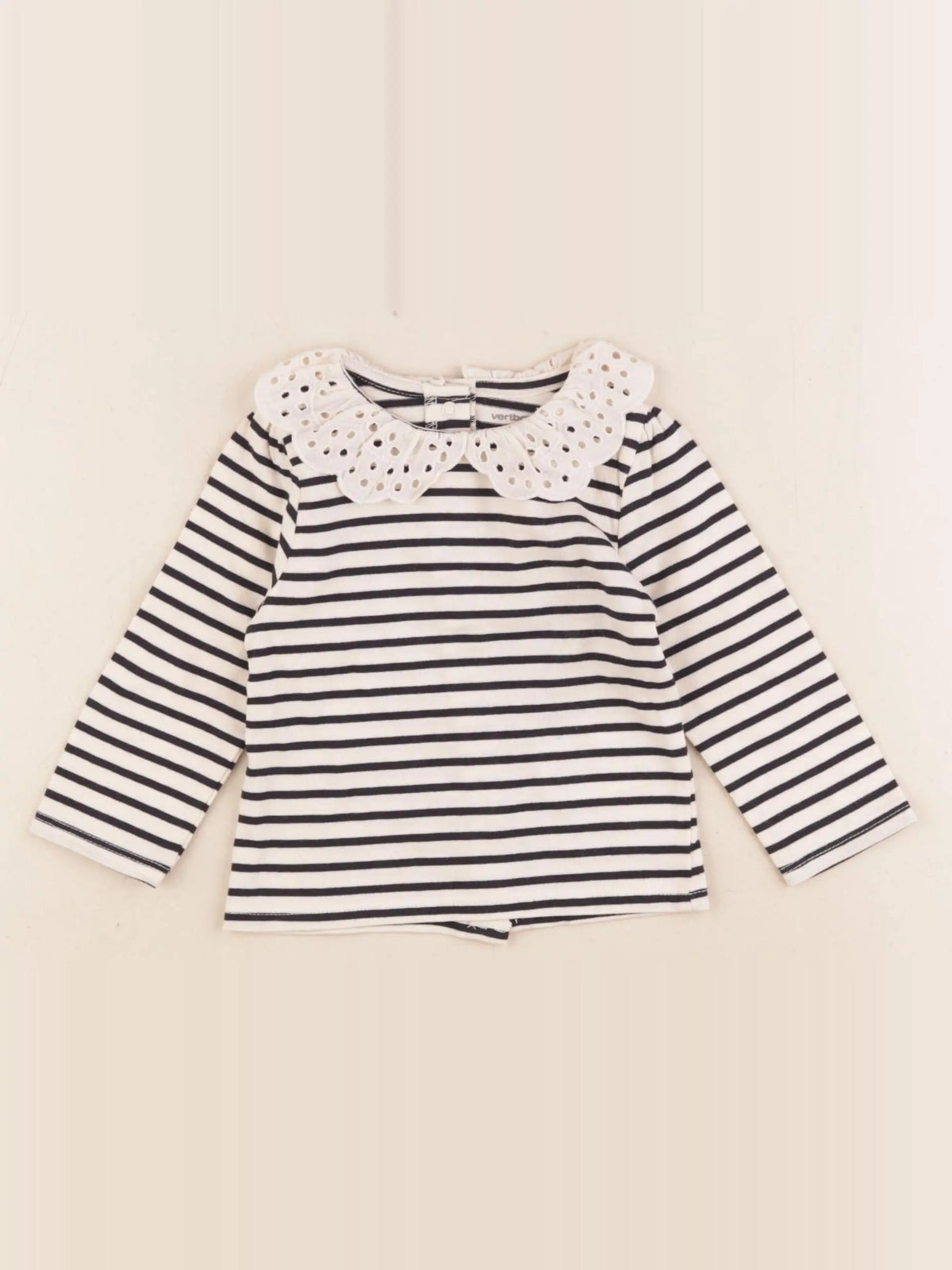 Vertbaudet - tee-shirt blanc, bleu - 6 mois