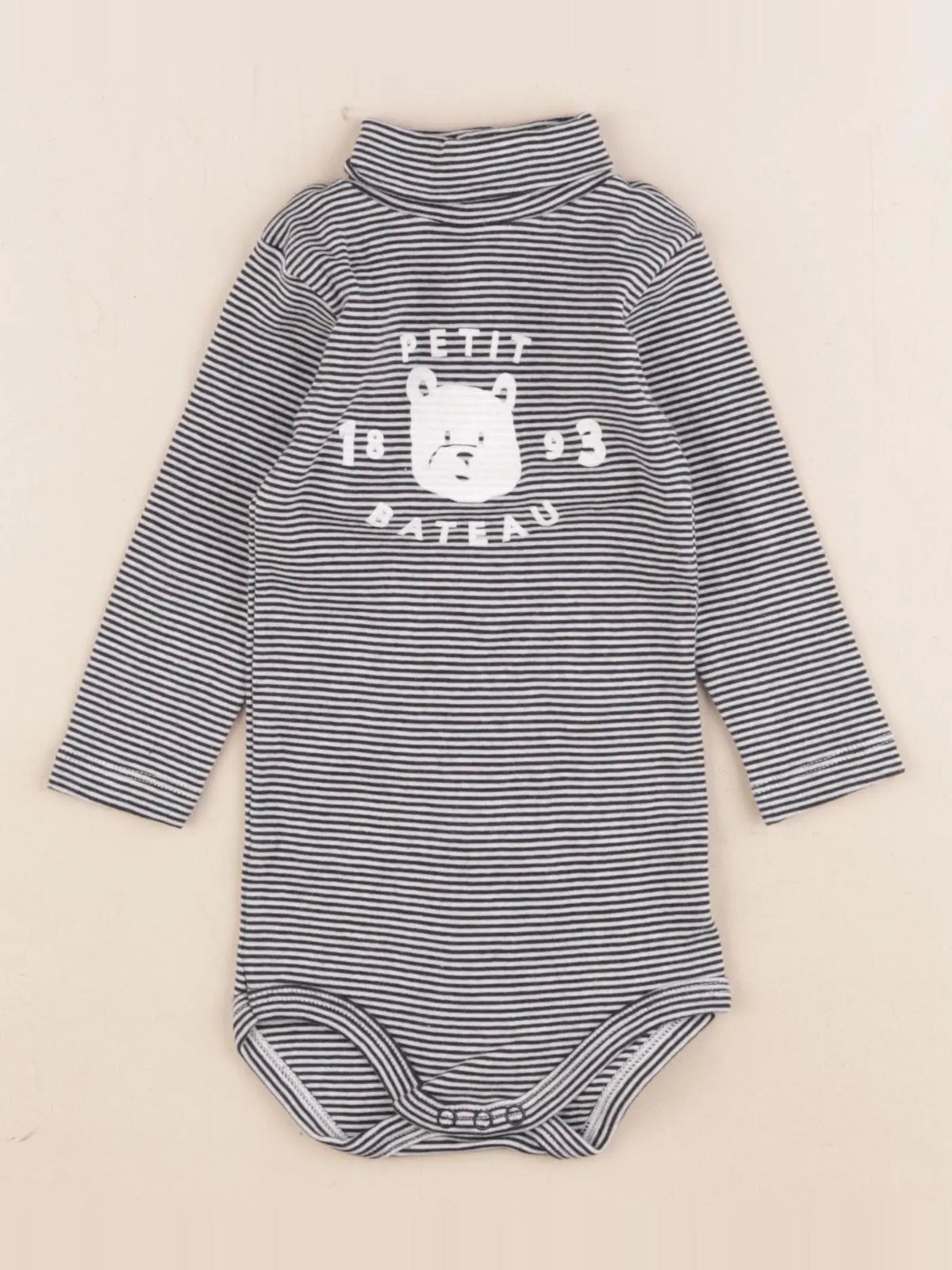 Petit Bateau - body à col bleu - 6 mois