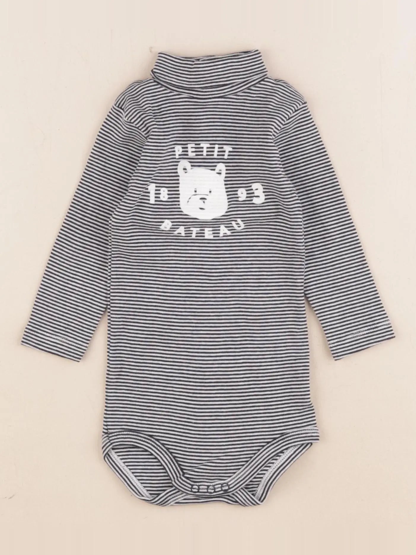 Petit Bateau - body à col bleu - 6 mois
