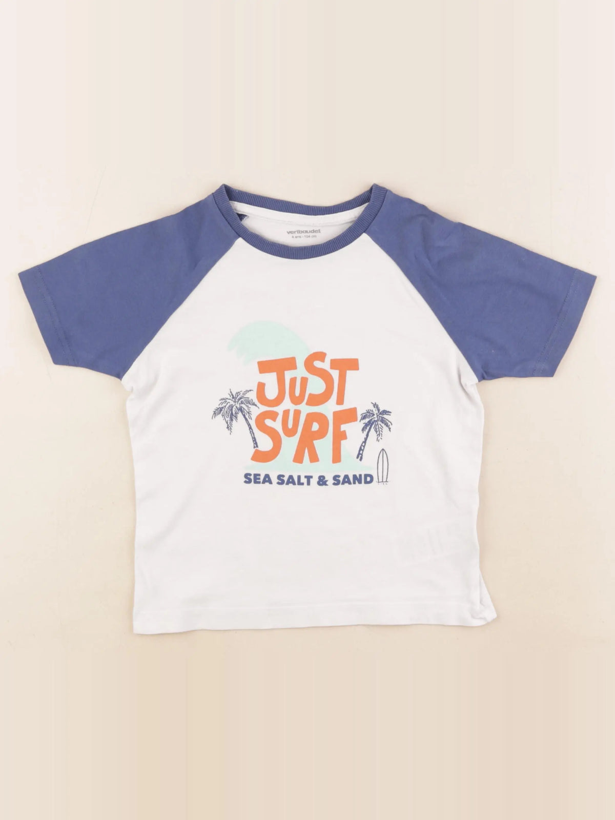 Vertbaudet - tee-shirt bleu, blanc - 4 ans