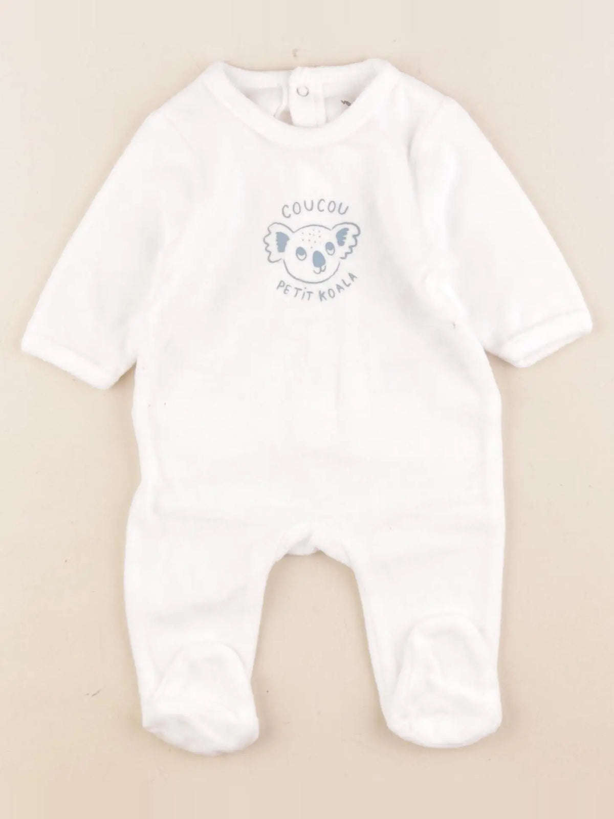 Vertbaudet - pyjama velours blanc - 1 mois