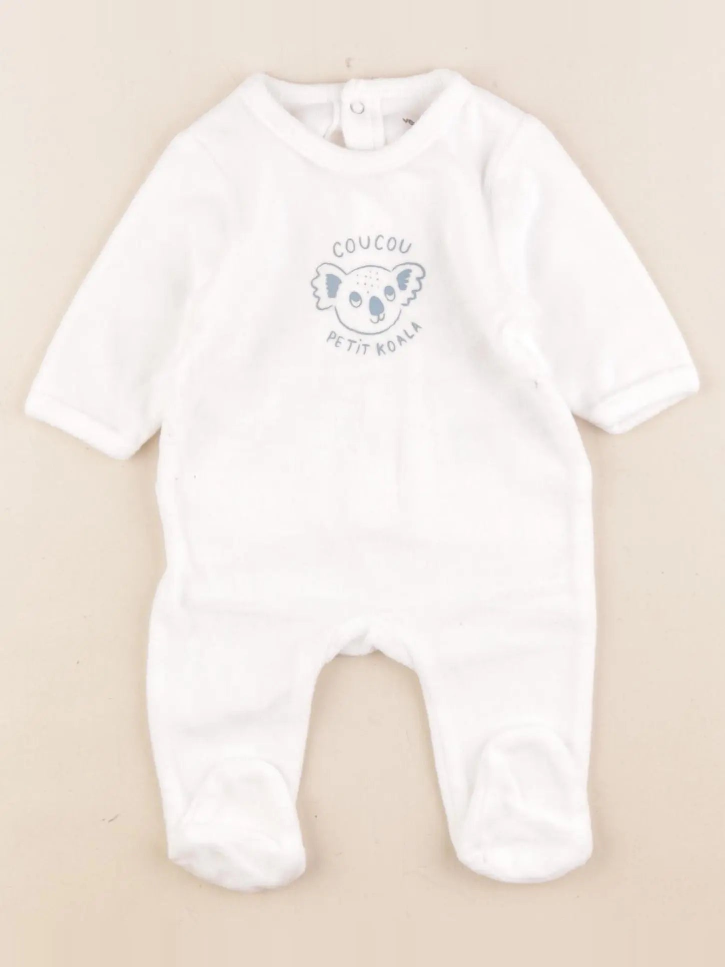 Vertbaudet - pyjama velours blanc - 1 mois