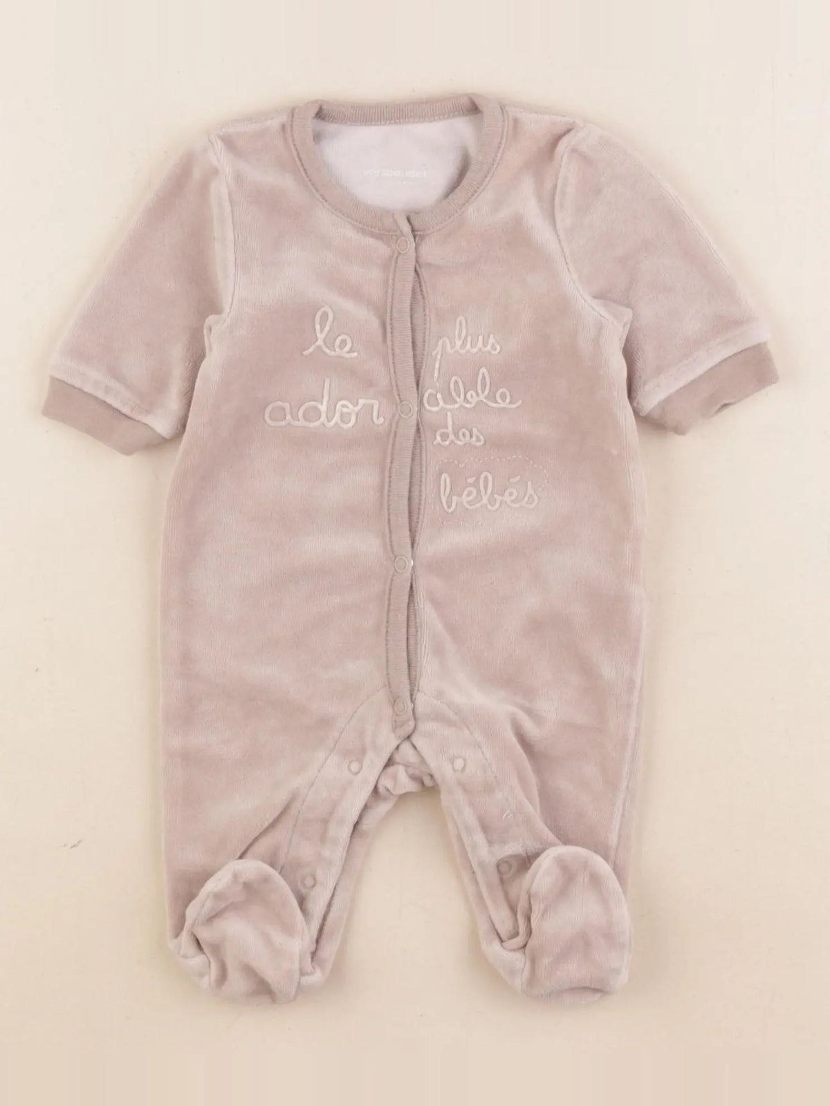 Vertbaudet - pyjama velours beige - 1 mois