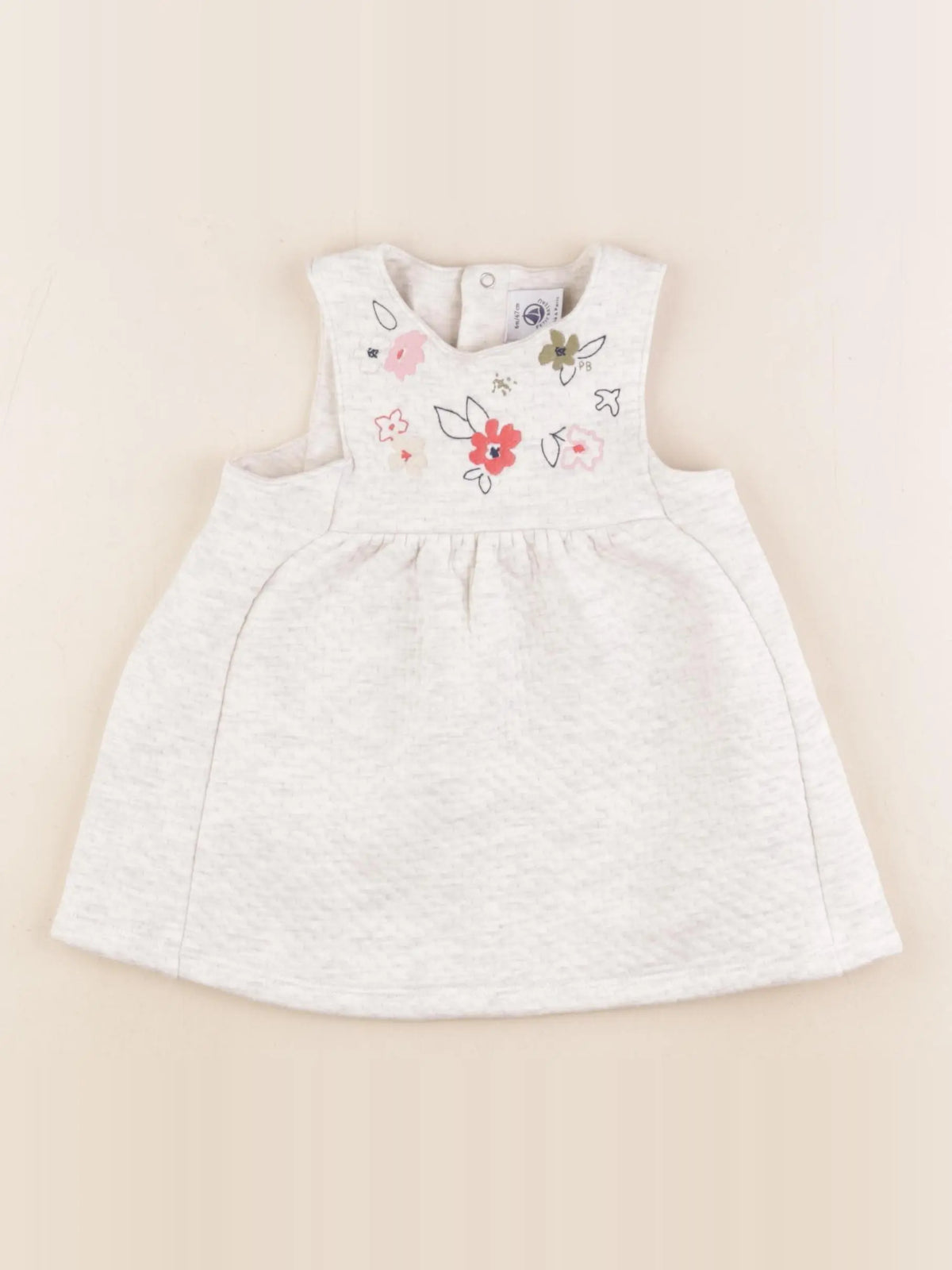 Petit Bateau - robe coton beige - 6 mois