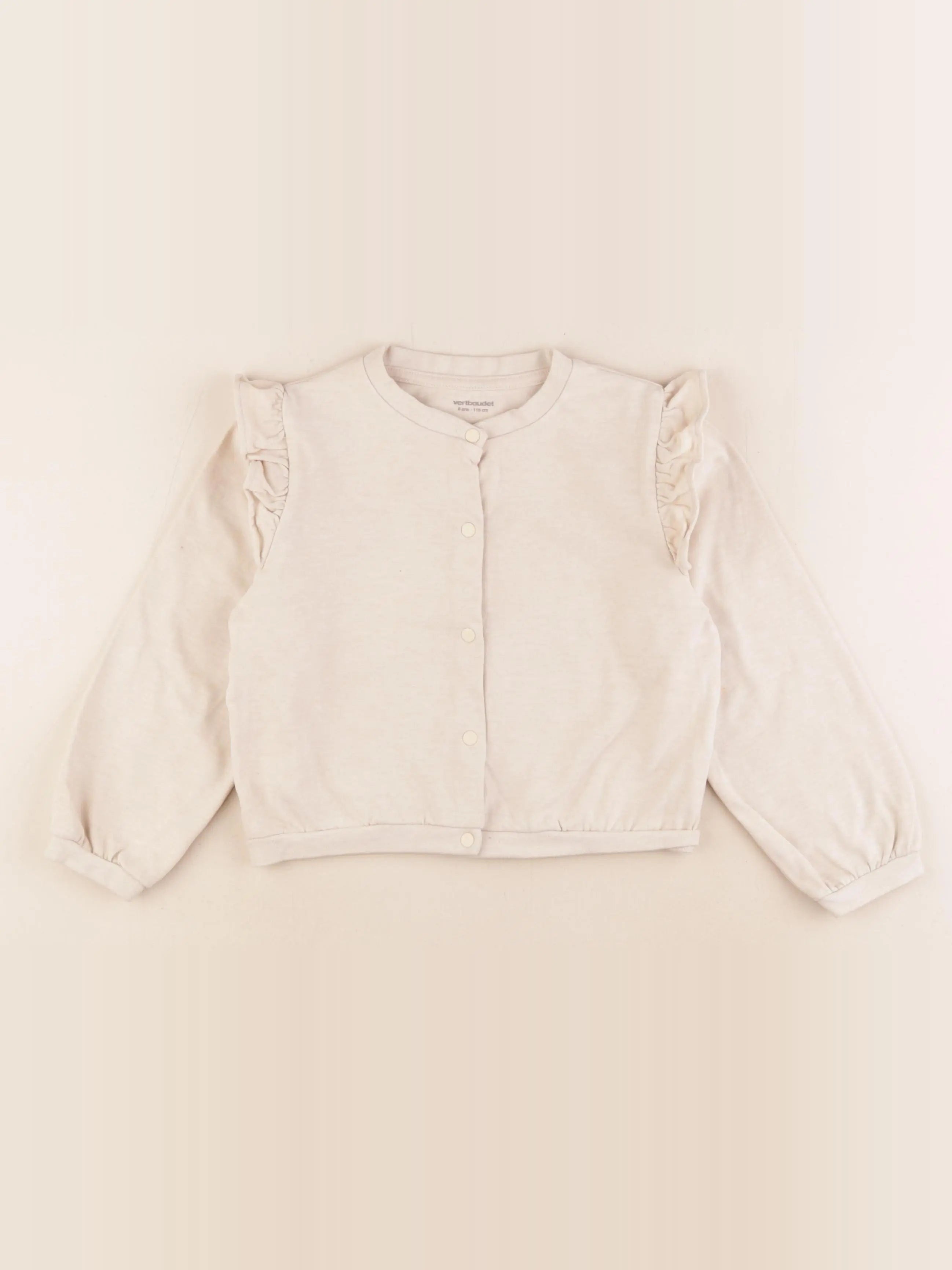 Vertbaudet - sweat beige - 6 ans