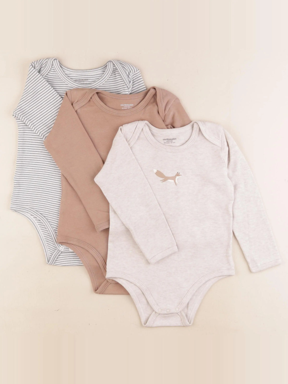 Vertbaudet - lot de 3 bodies en coton multicolore - 36 mois