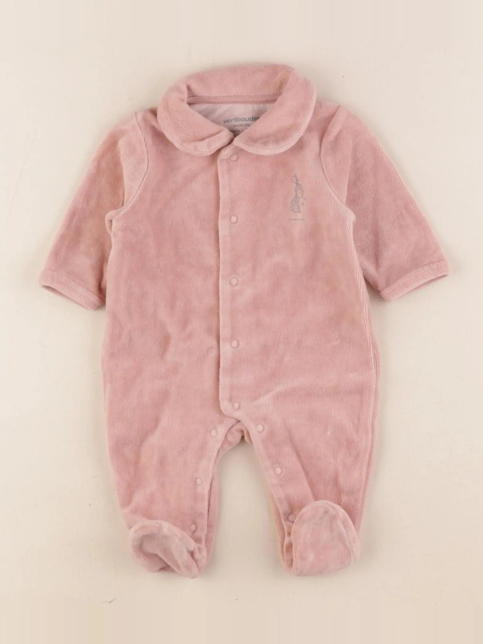 Vertbaudet - pyjama velours marron - 1 mois
