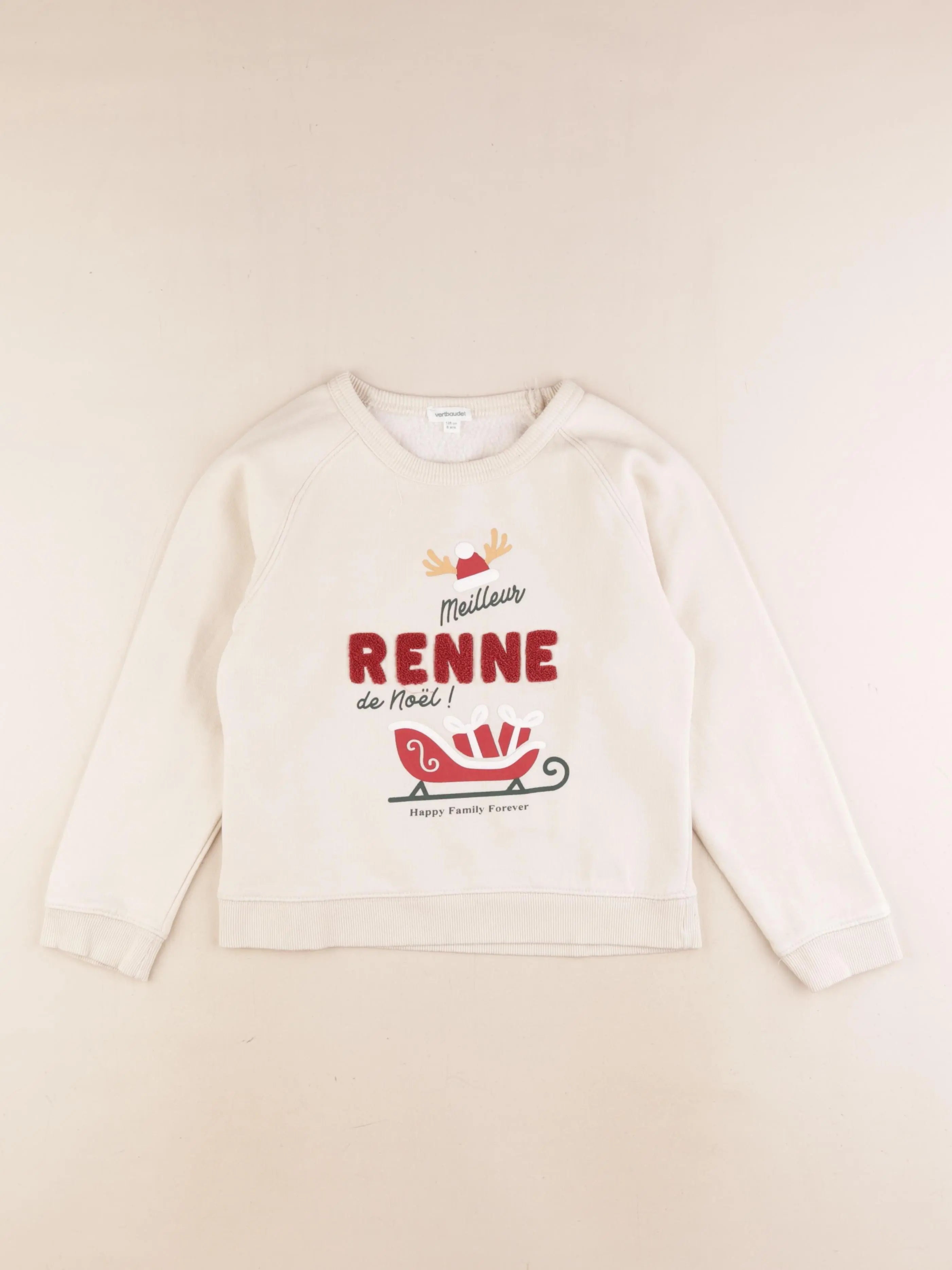 Vertbaudet - sweat beige - 8 ans