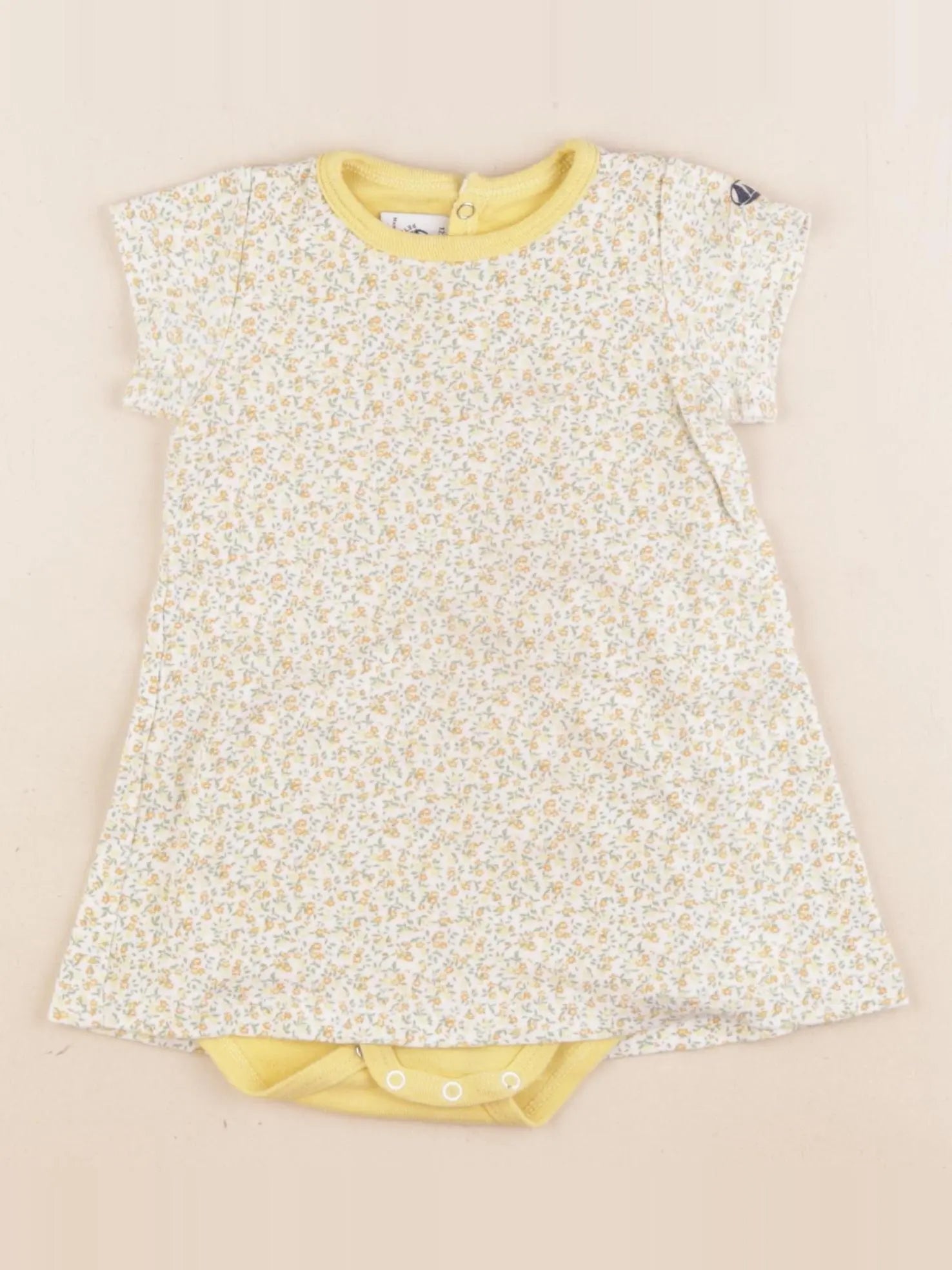 Petit Bateau - body robe jaune - 12 mois