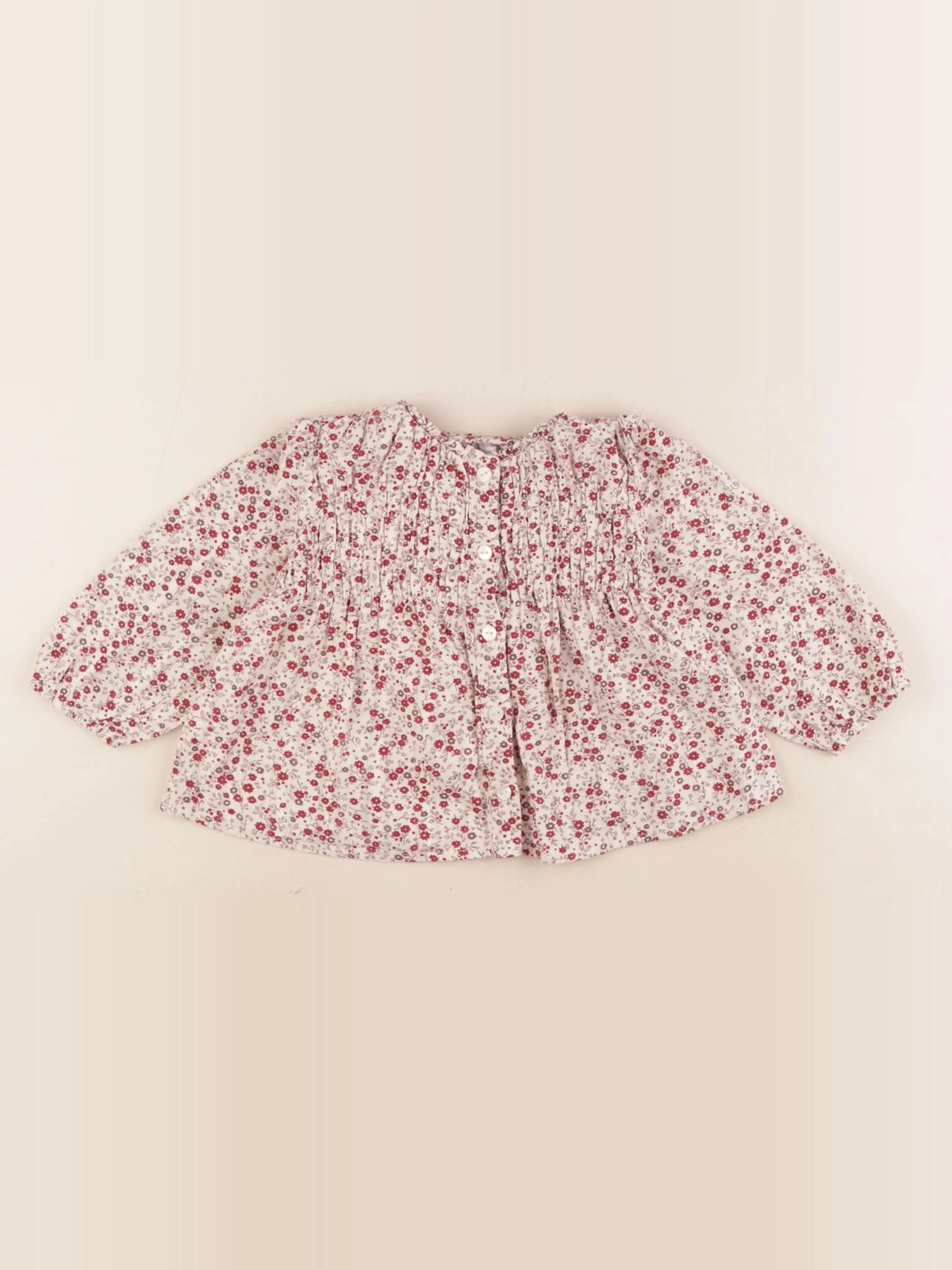 Zara - blouse beige, rouge - 12/18 mois