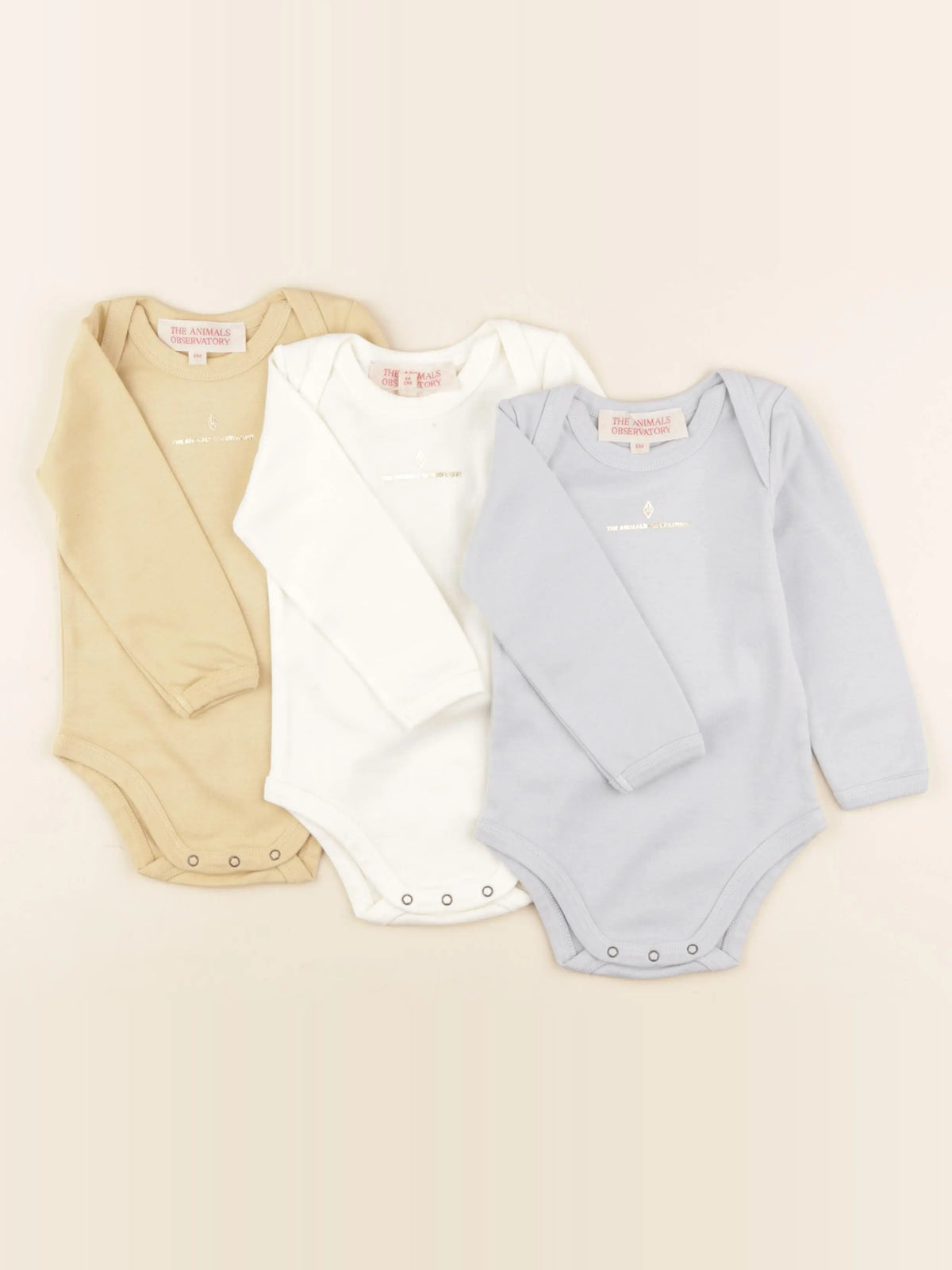 Lot de 3 bodies en coton beige, bleu