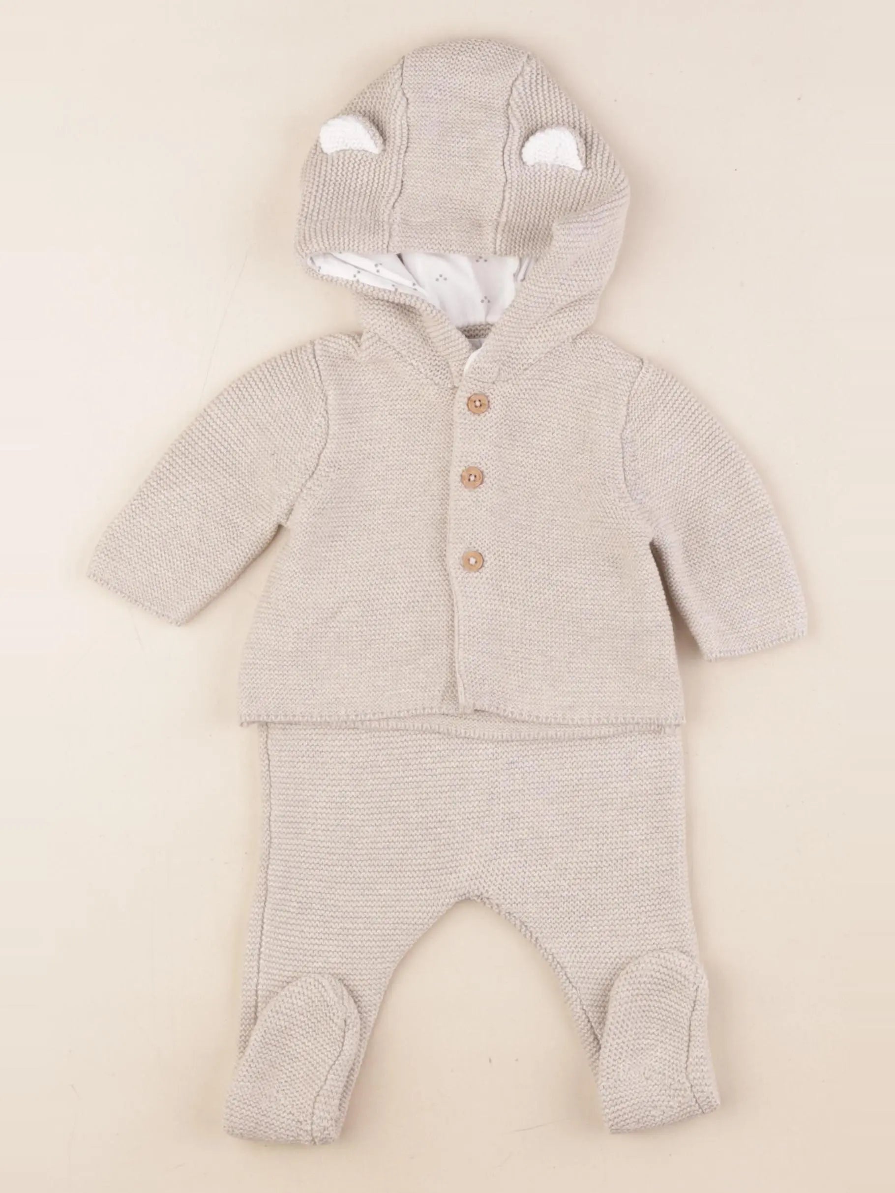 Vertbaudet - ensemble beige - 1 mois