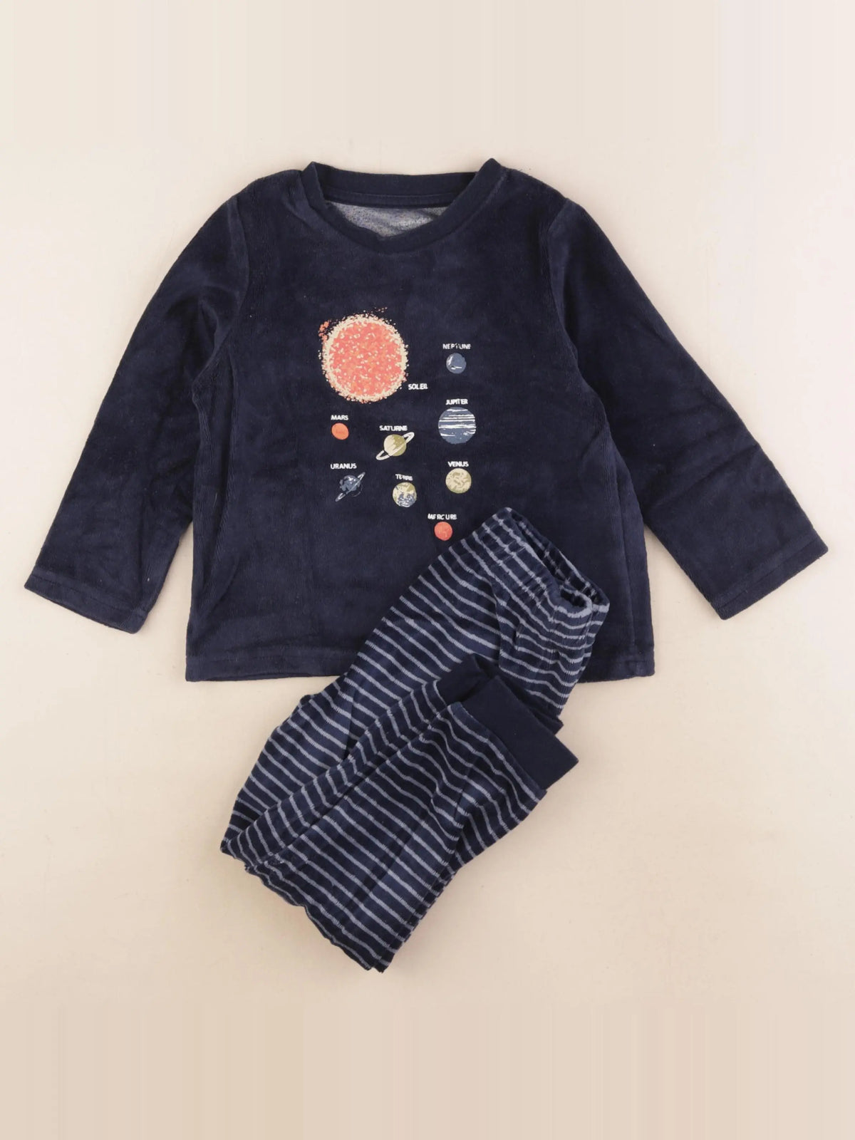 Vertbaudet - pyjama velours bleu - 4 ans