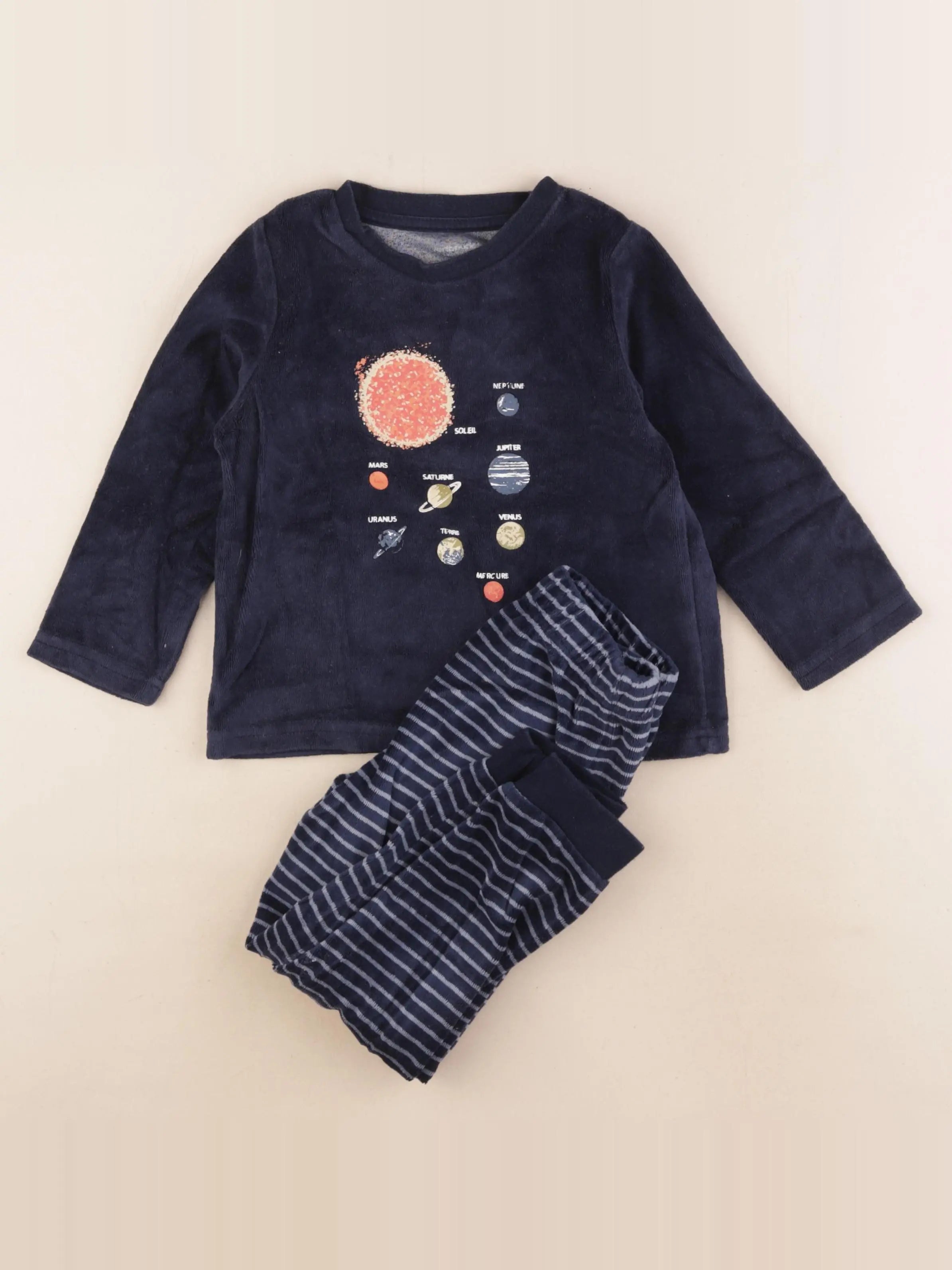 Vertbaudet - pyjama velours bleu - 4 ans