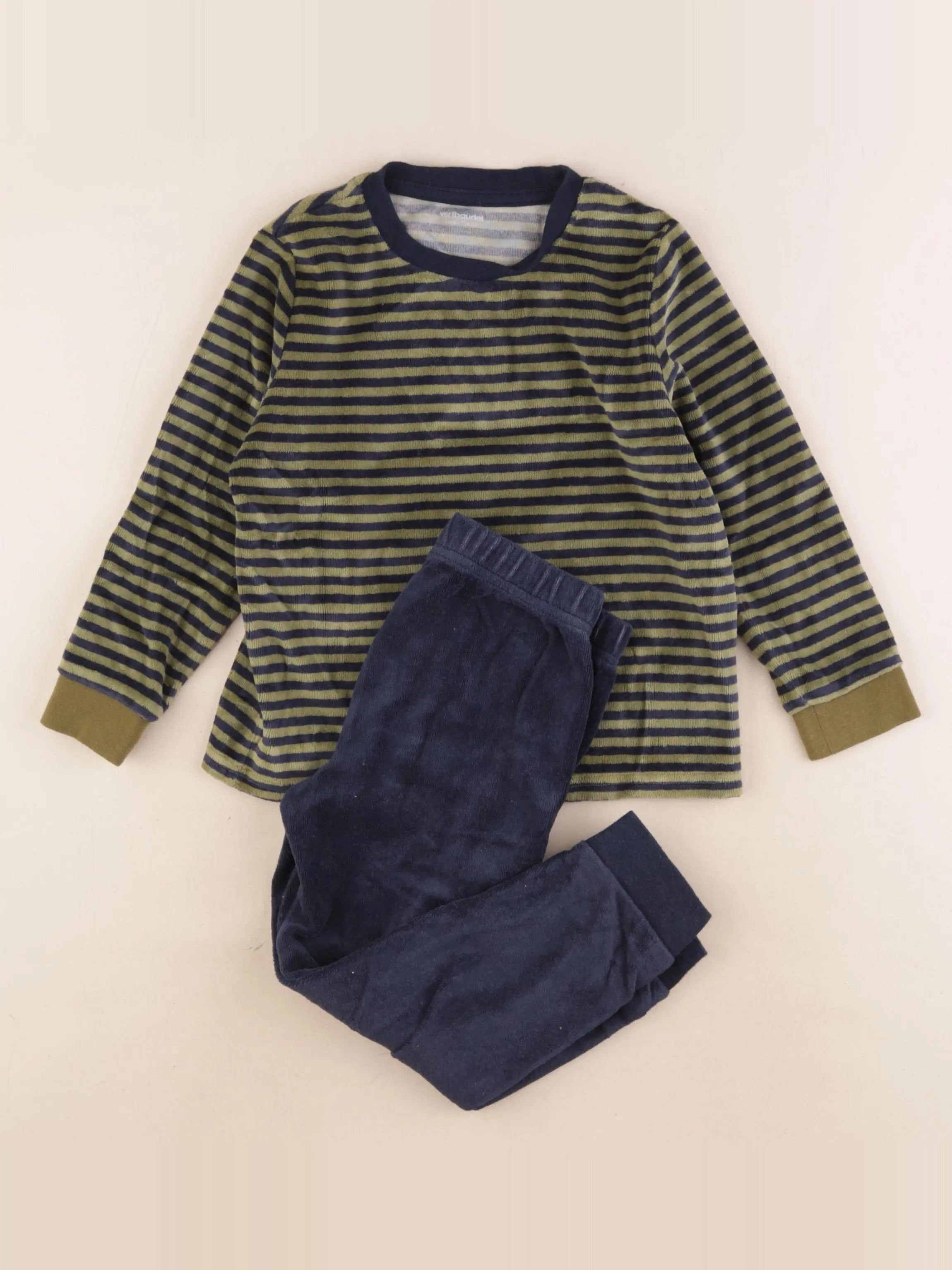 Vertbaudet - pyjama velours bleu, vert - 4 ans