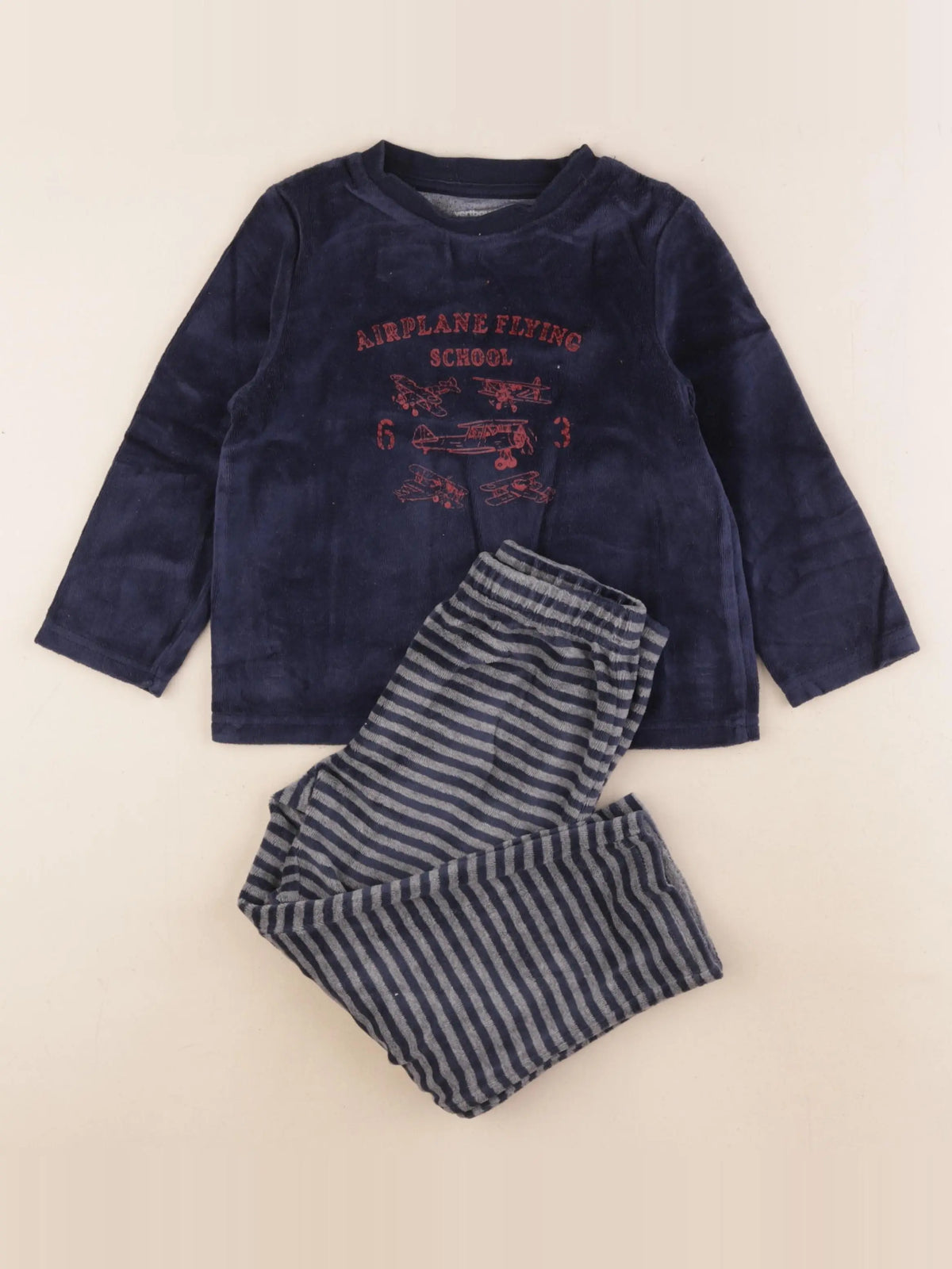 Vertbaudet - pyjama velours bleu - 4 ans