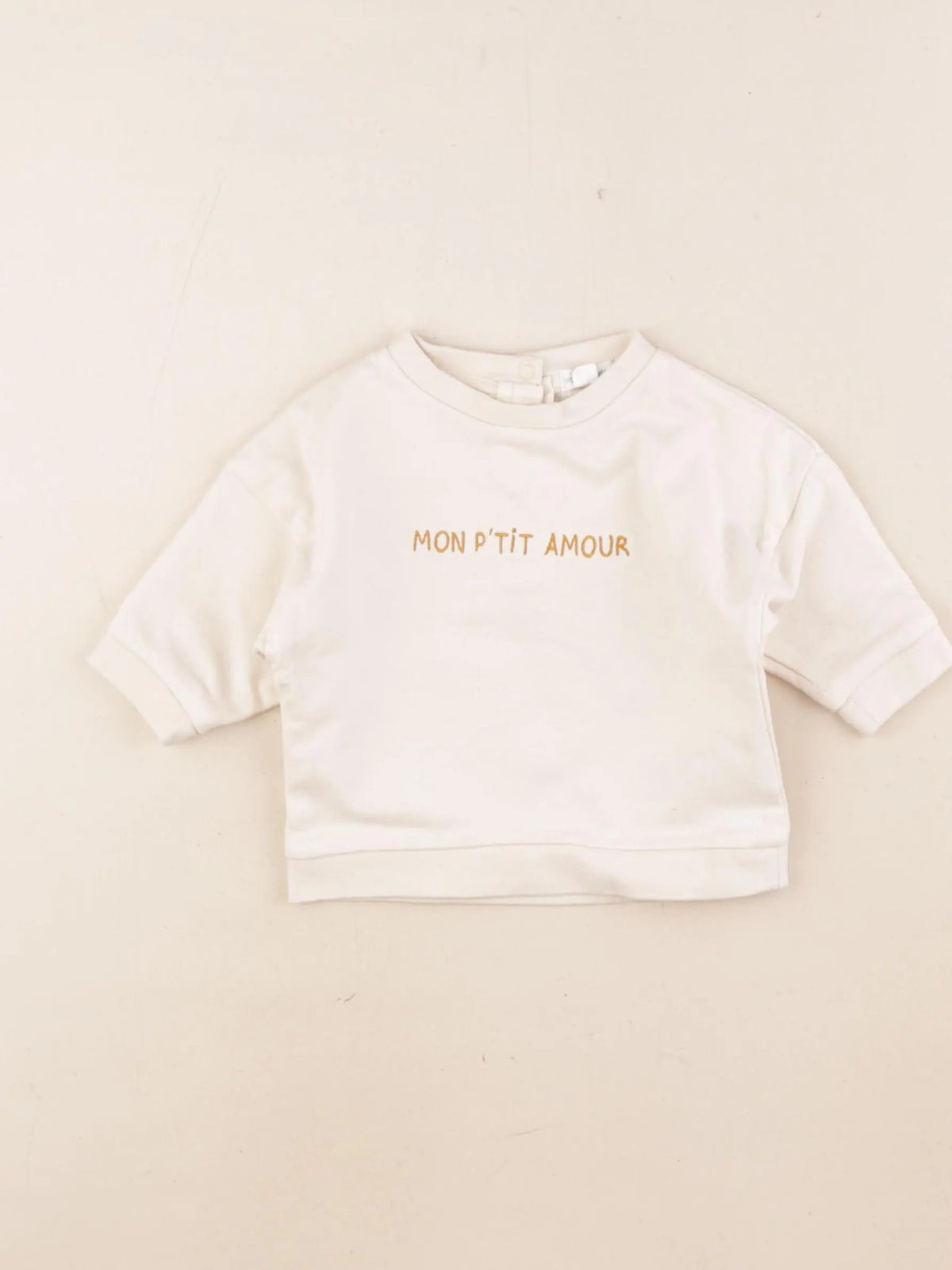 Vertbaudet - sweat beige, or - 3 mois
