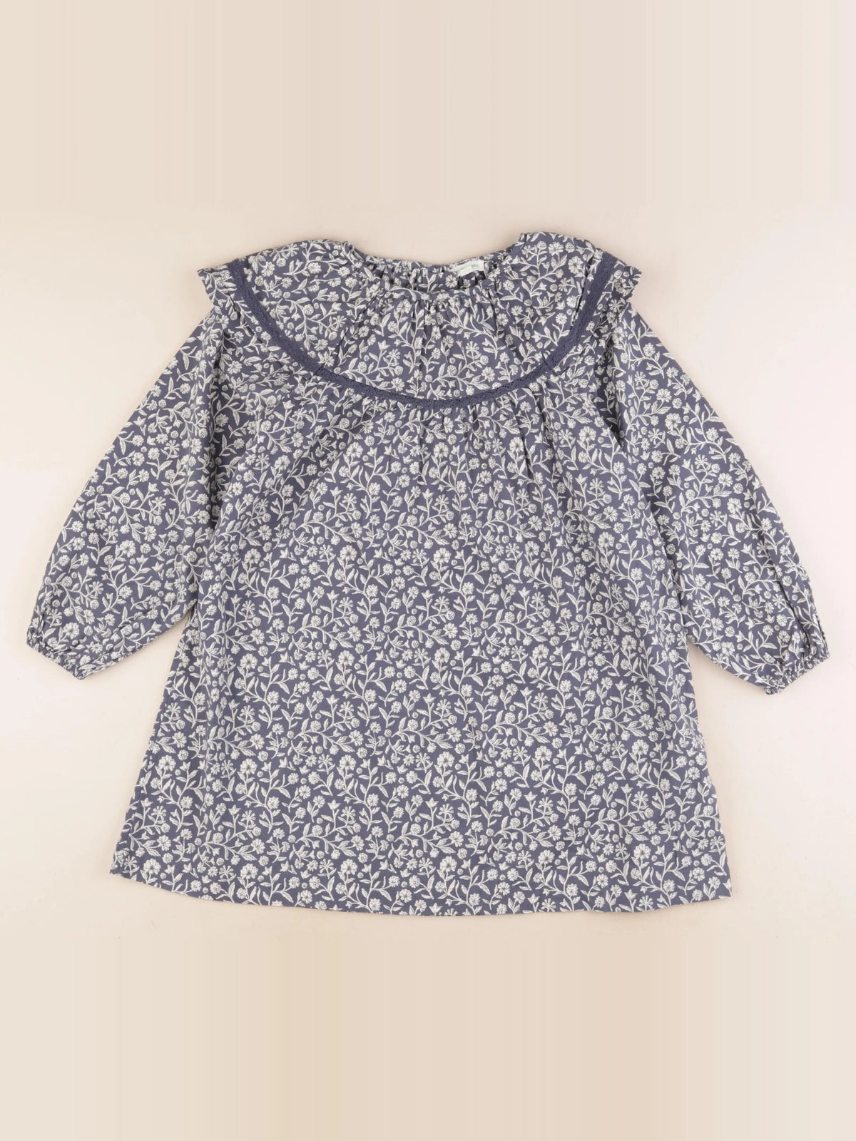 Vertbaudet - robe bleu, blanc - 8 ans