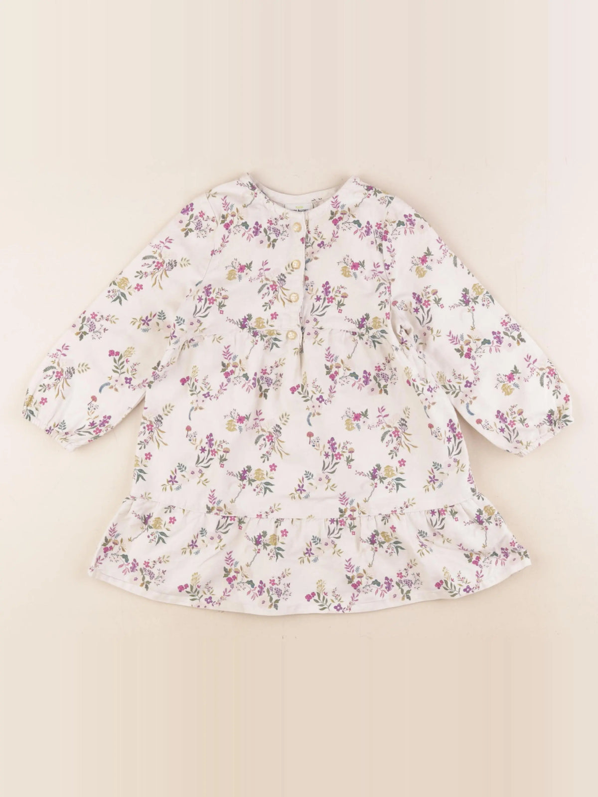 Tape à l'oeil - robe blanc, violet - 2 ans