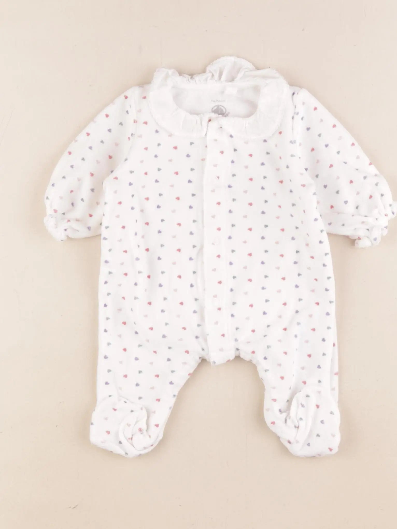 Petit Bateau - pyjama velours blanc - 1 mois
