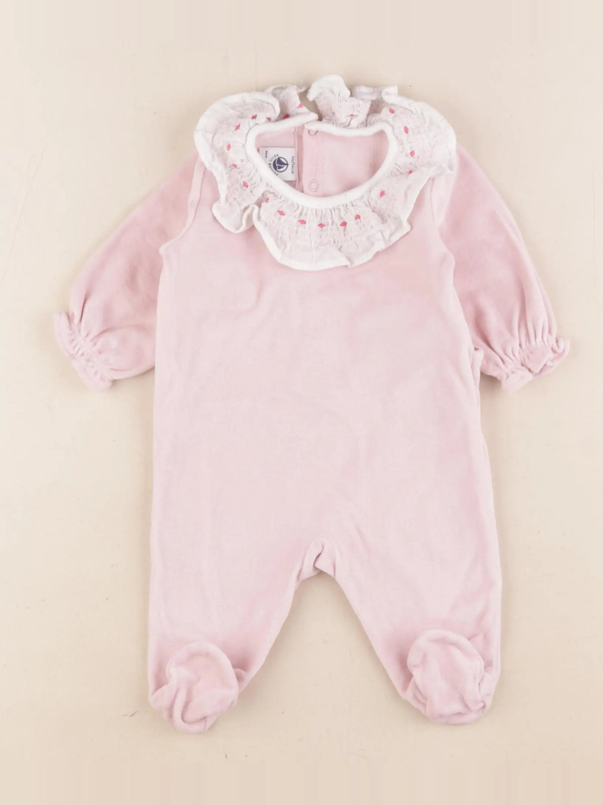 Petit Bateau - pyjama velours rose - 1 mois