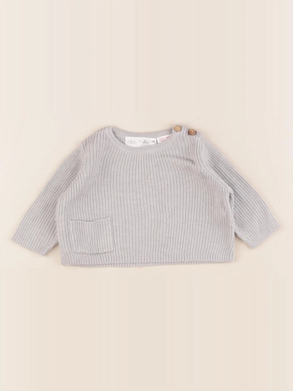Zara - pull gris - 0/1 mois