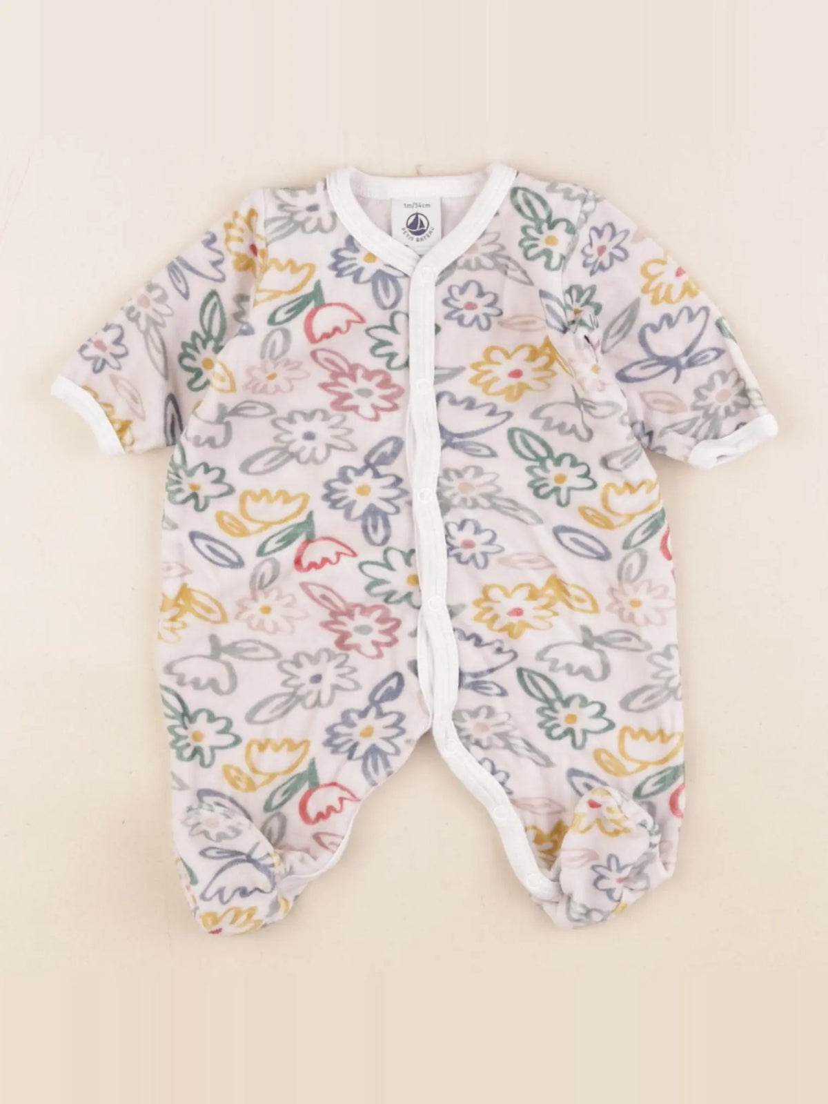 Petit Bateau - pyjama velours multicolore - 1 mois