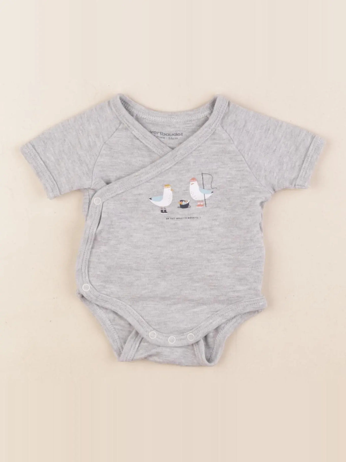 Vertbaudet - body gris - 1 mois