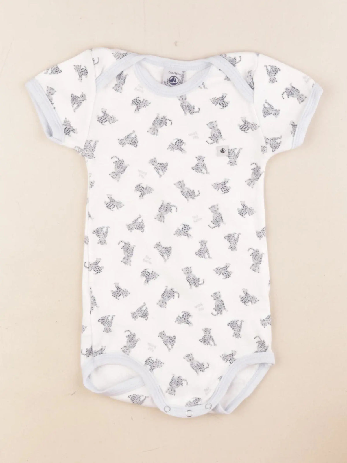 Petit Bateau - body blanc, bleu - 24 mois