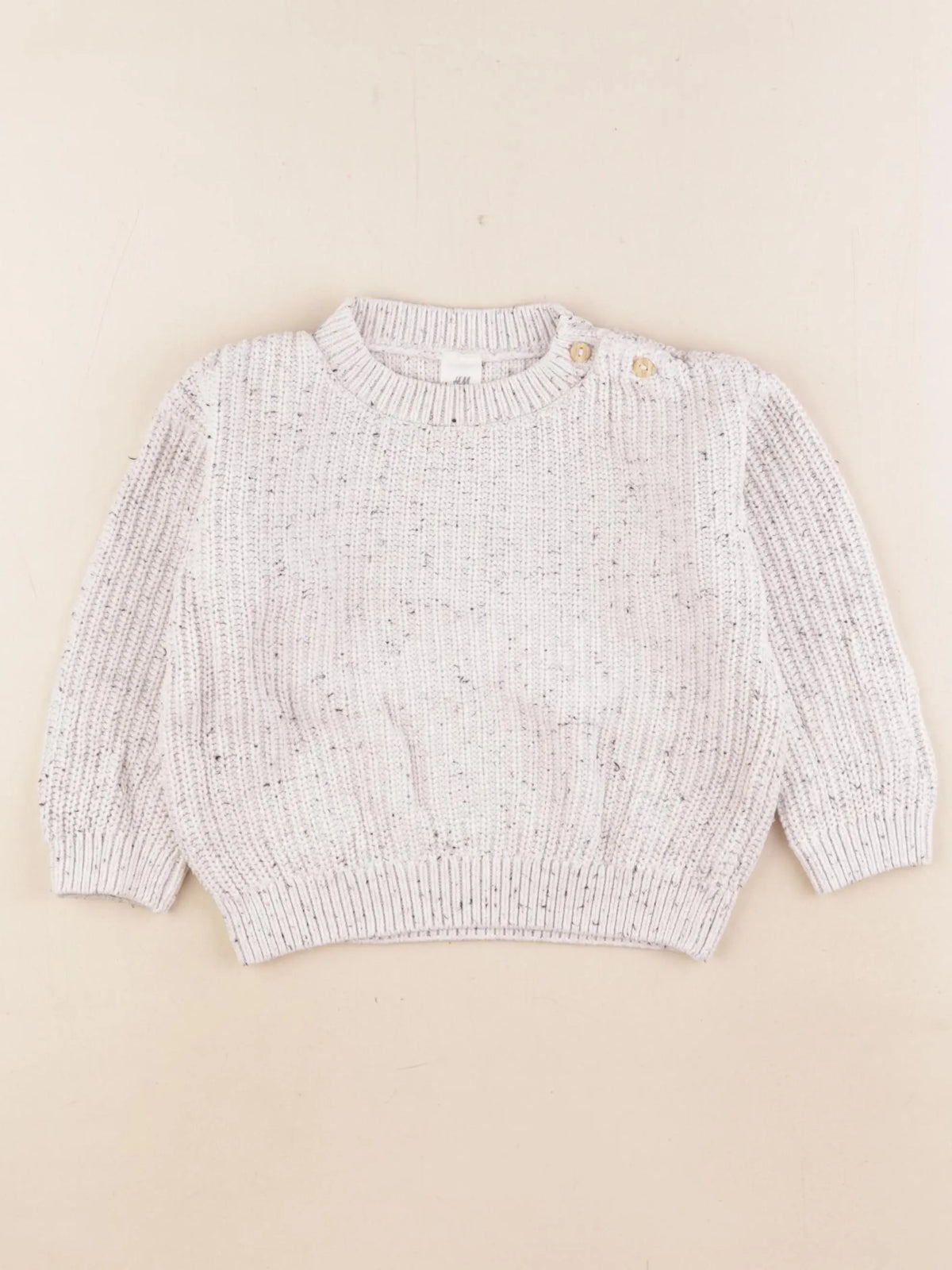 H&M - pull blanc, gris - 18/24 mois
