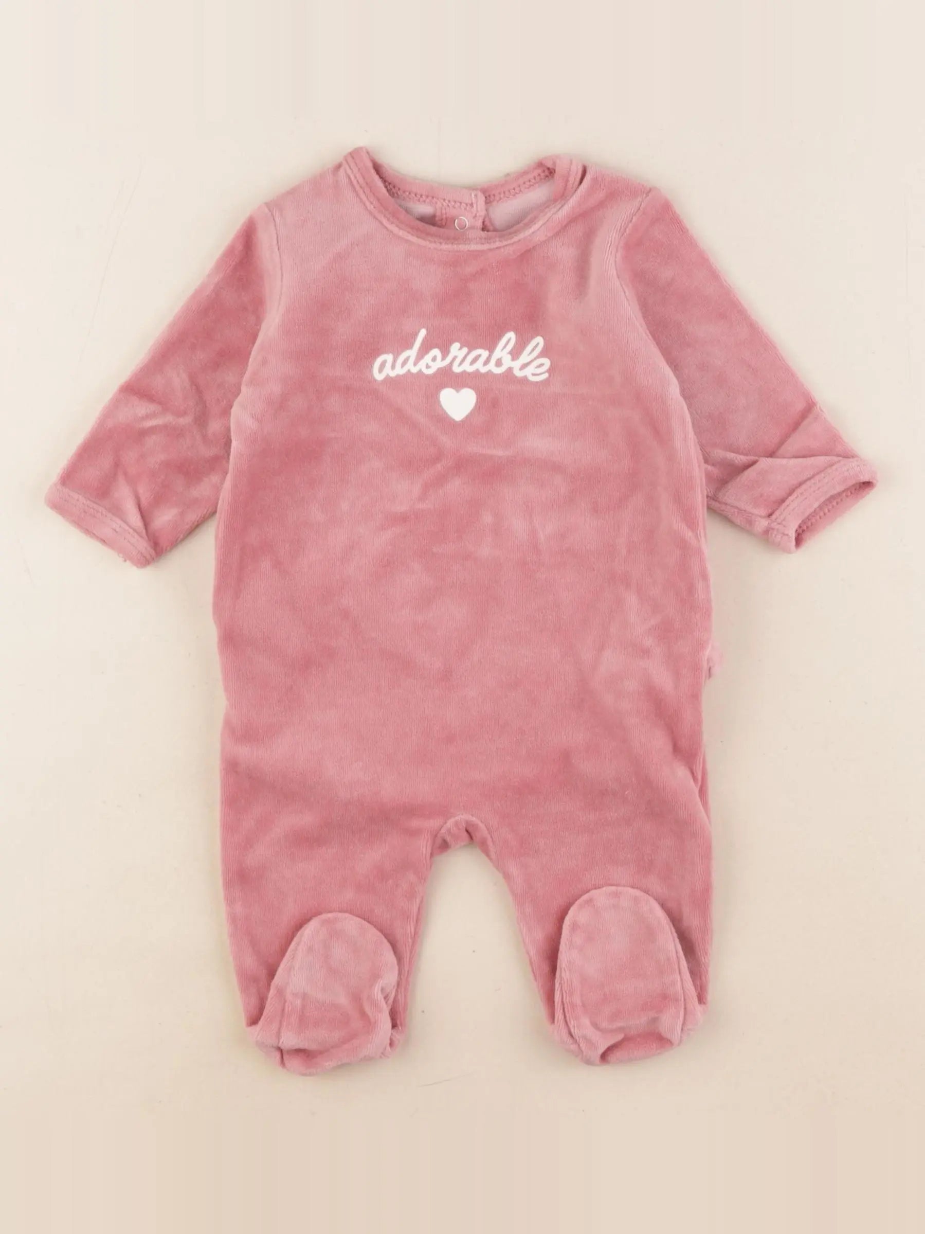 Vertbaudet - pyjama velours rose - 3 mois
