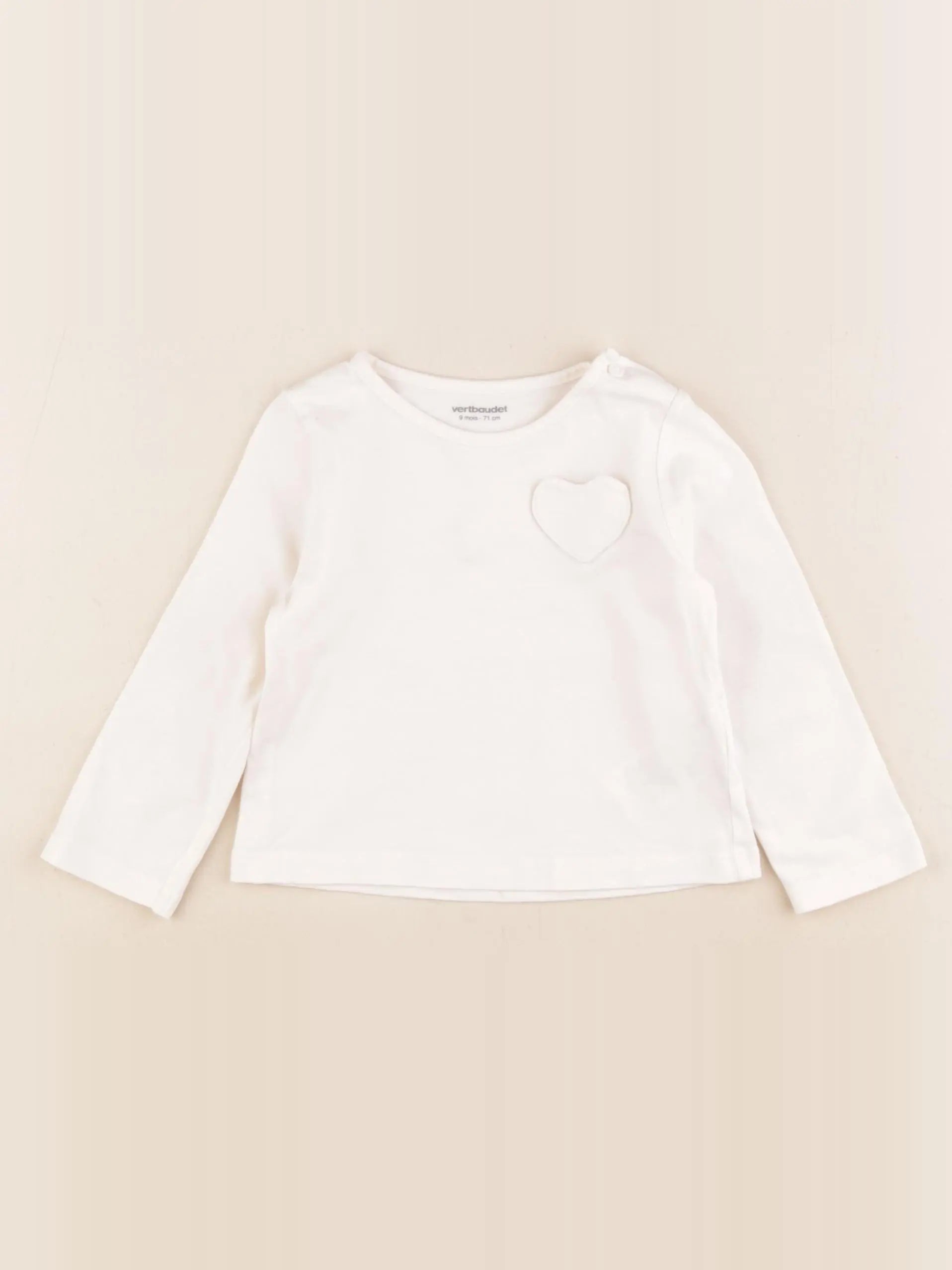 Vertbaudet - tee-shirt blanc - 9 mois