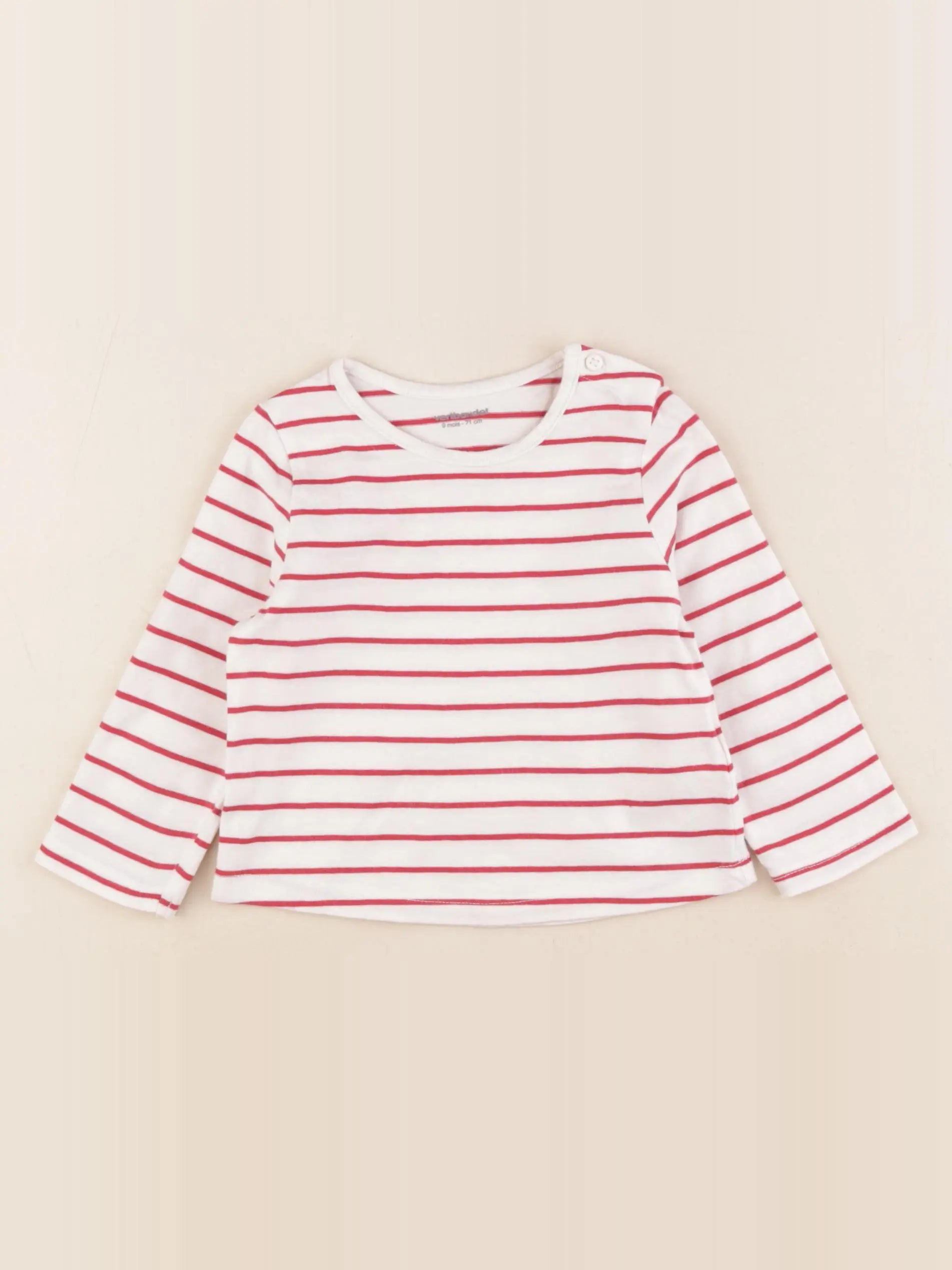 Vertbaudet - tee-shirt blanc, rouge - 9 mois