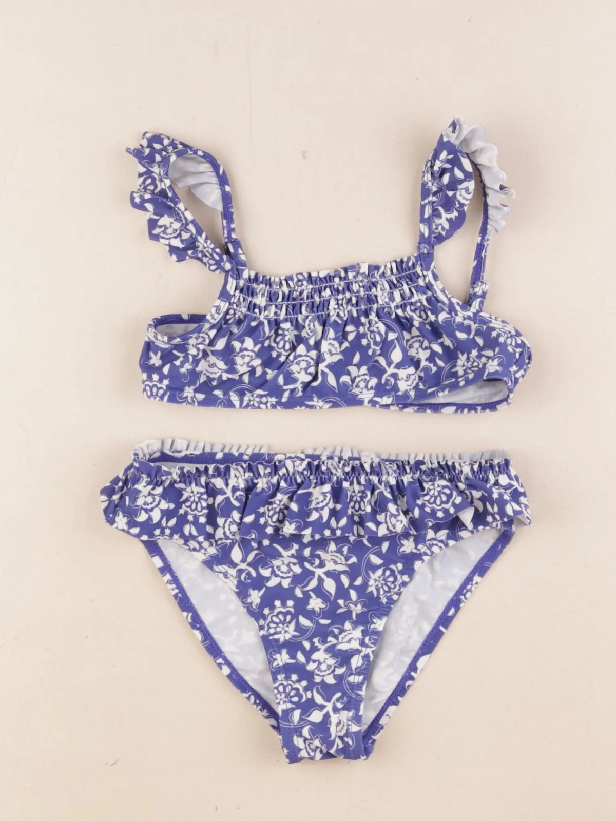 Vertbaudet - maillot de bain bleu, blanc - 6 ans