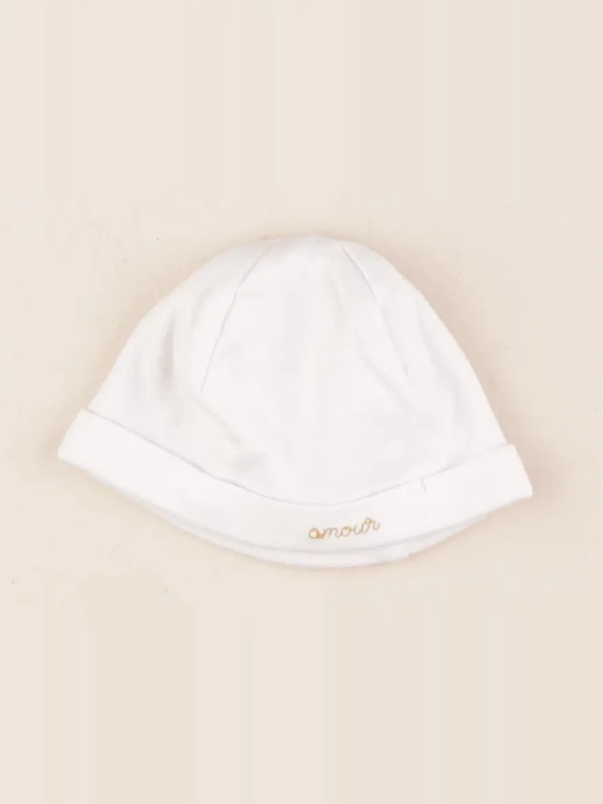 Natalys - bonnet de naissance blanc - 0/3 mois