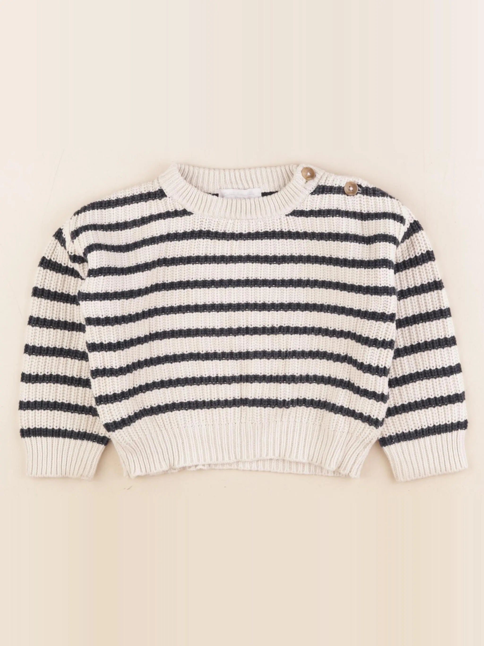 Cadet Rousselle - pull blanc, bleu - 3 ans