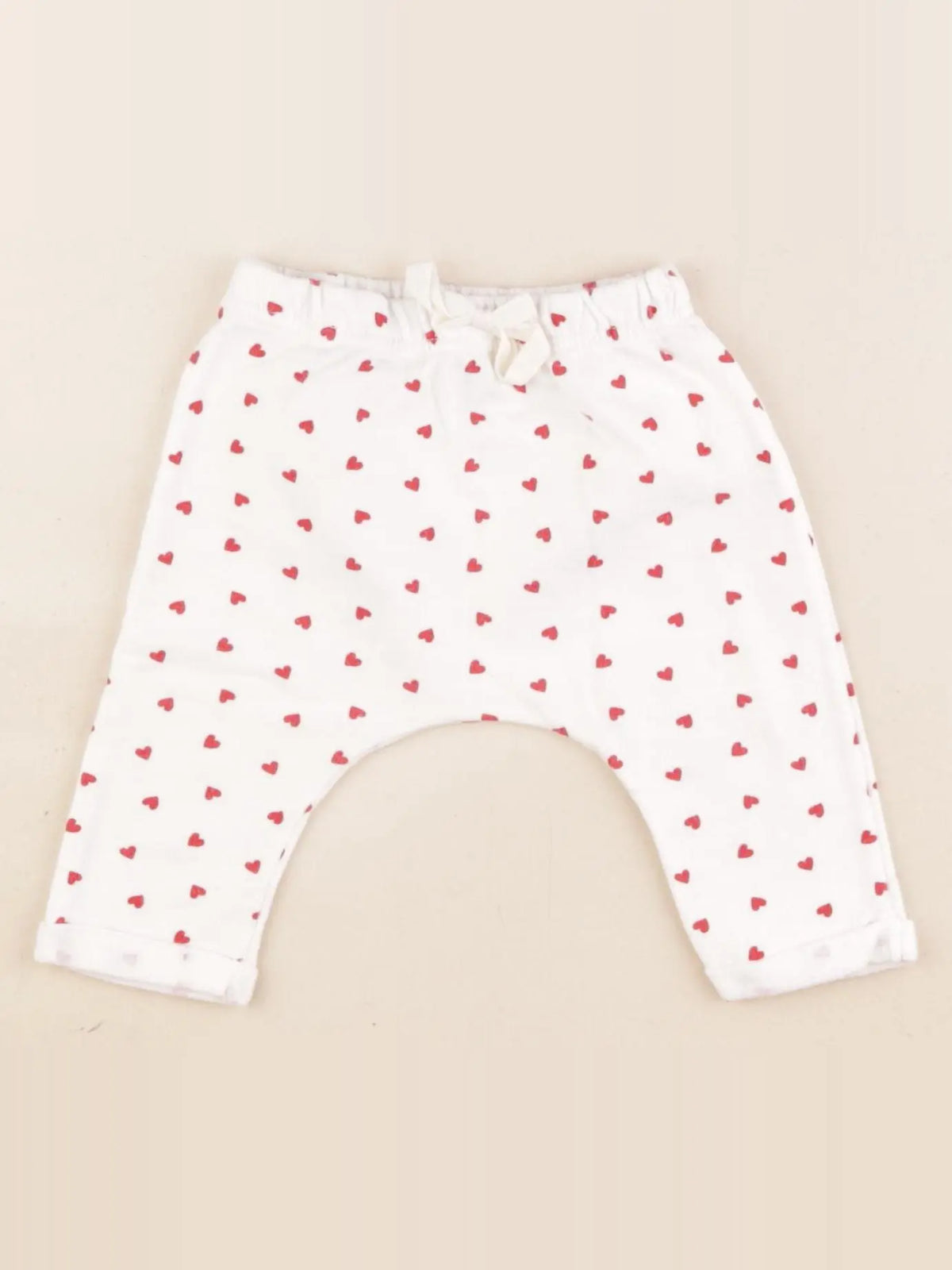 Petit Bateau - sarouel blanc, rouge - 3 mois