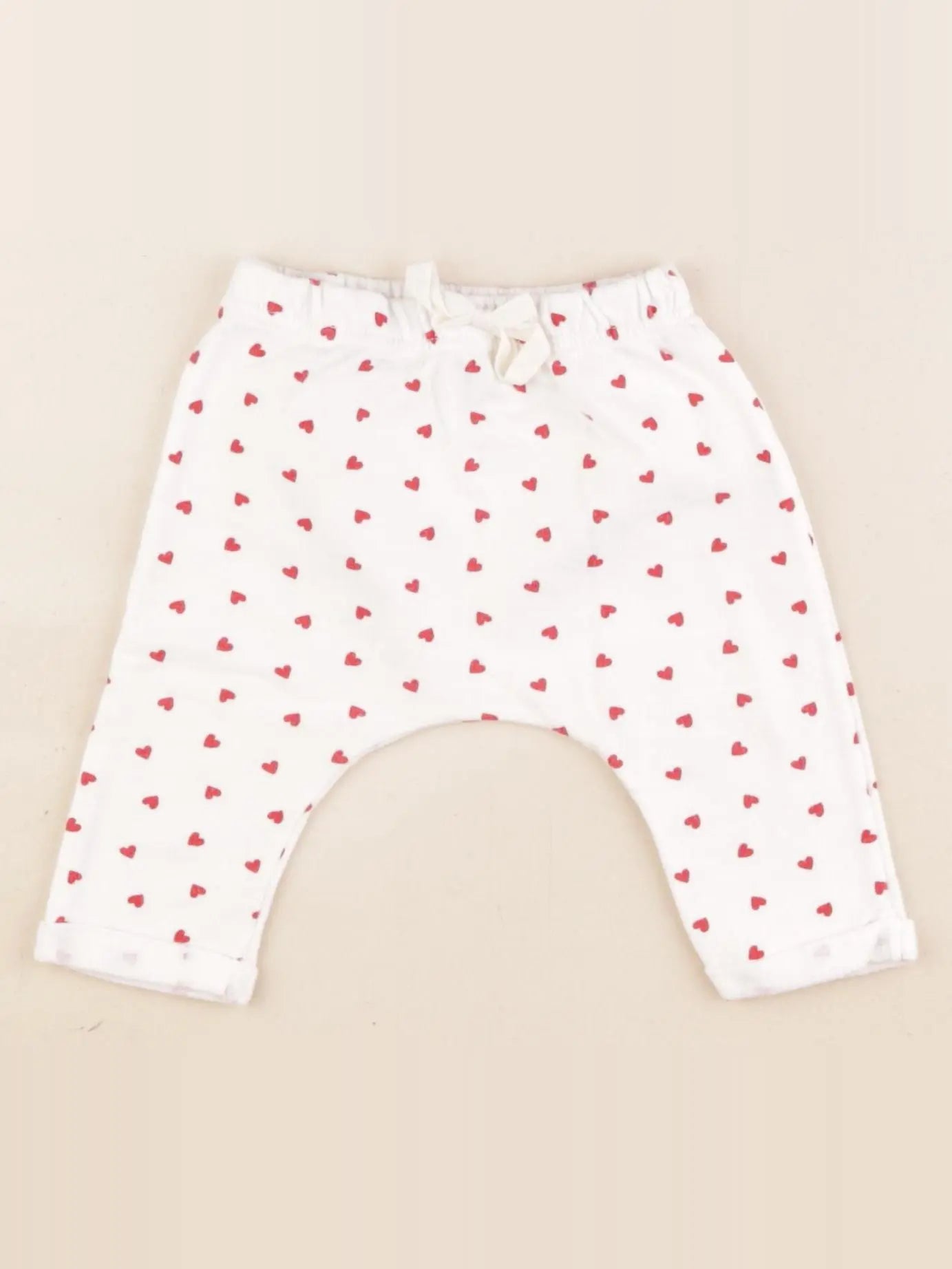 Petit Bateau - sarouel blanc, rouge - 3 mois