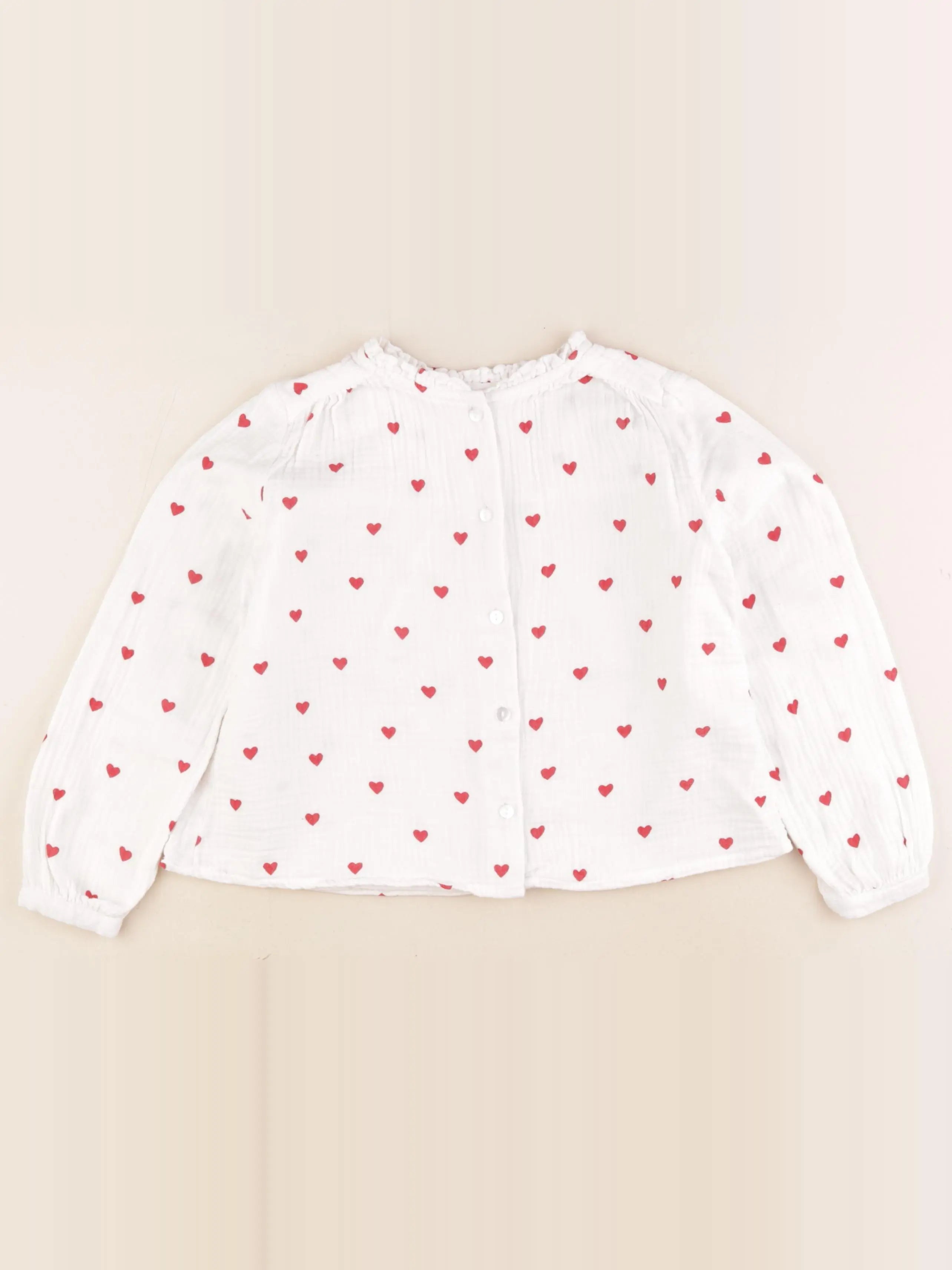 Vertbaudet - chemise blanc, rouge - 6 ans