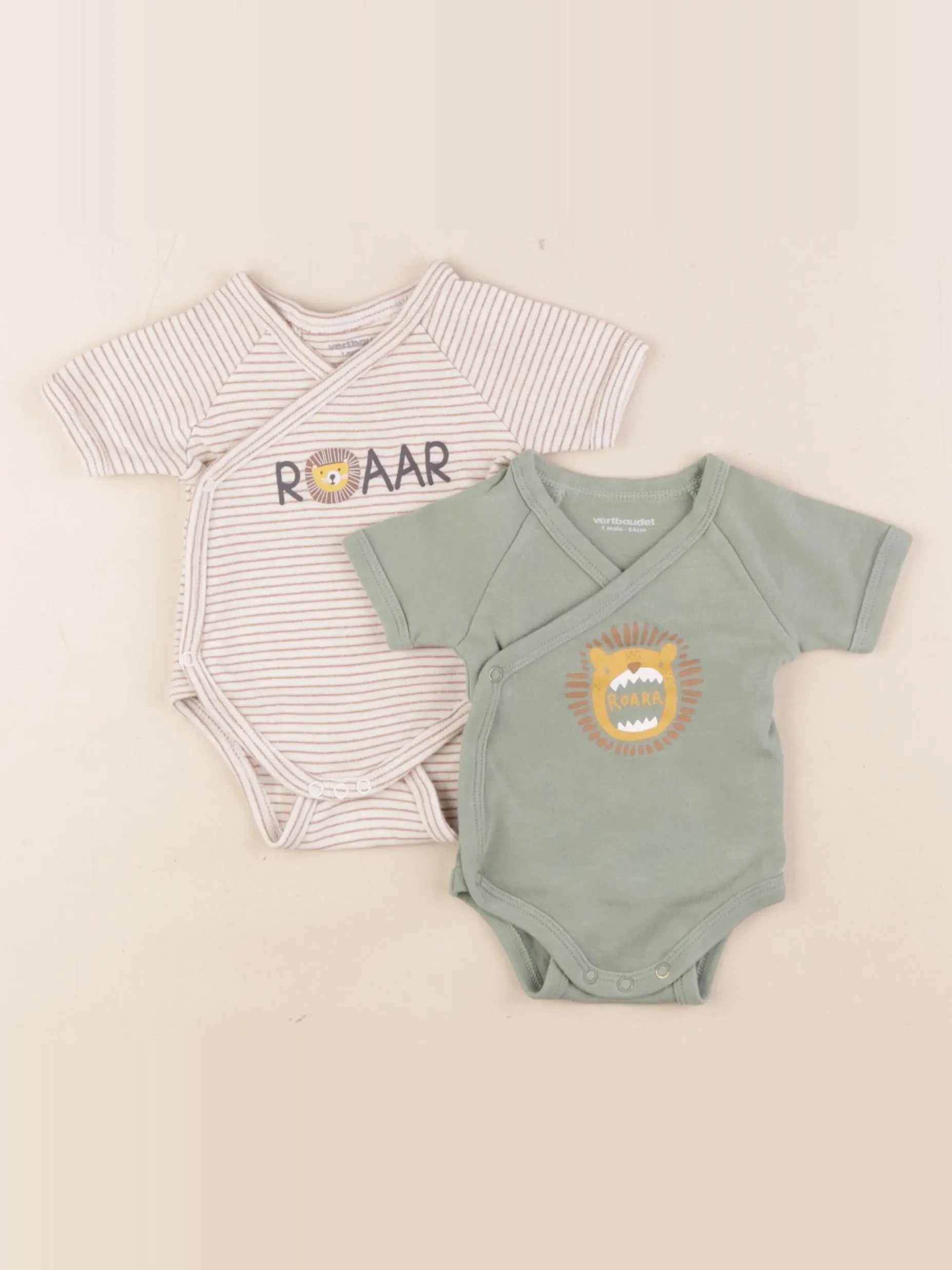 Vertbaudet - lot de 2 bodies en coton multicolore - 1 mois