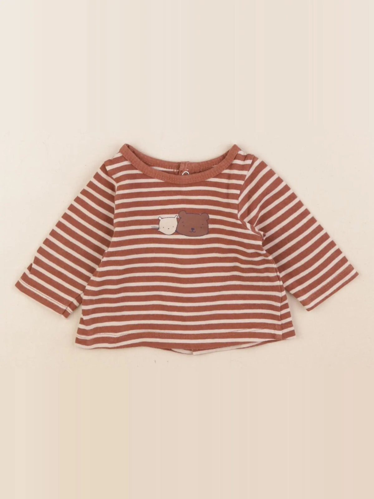 Vertbaudet - tee-shirt marron - 0/1 mois